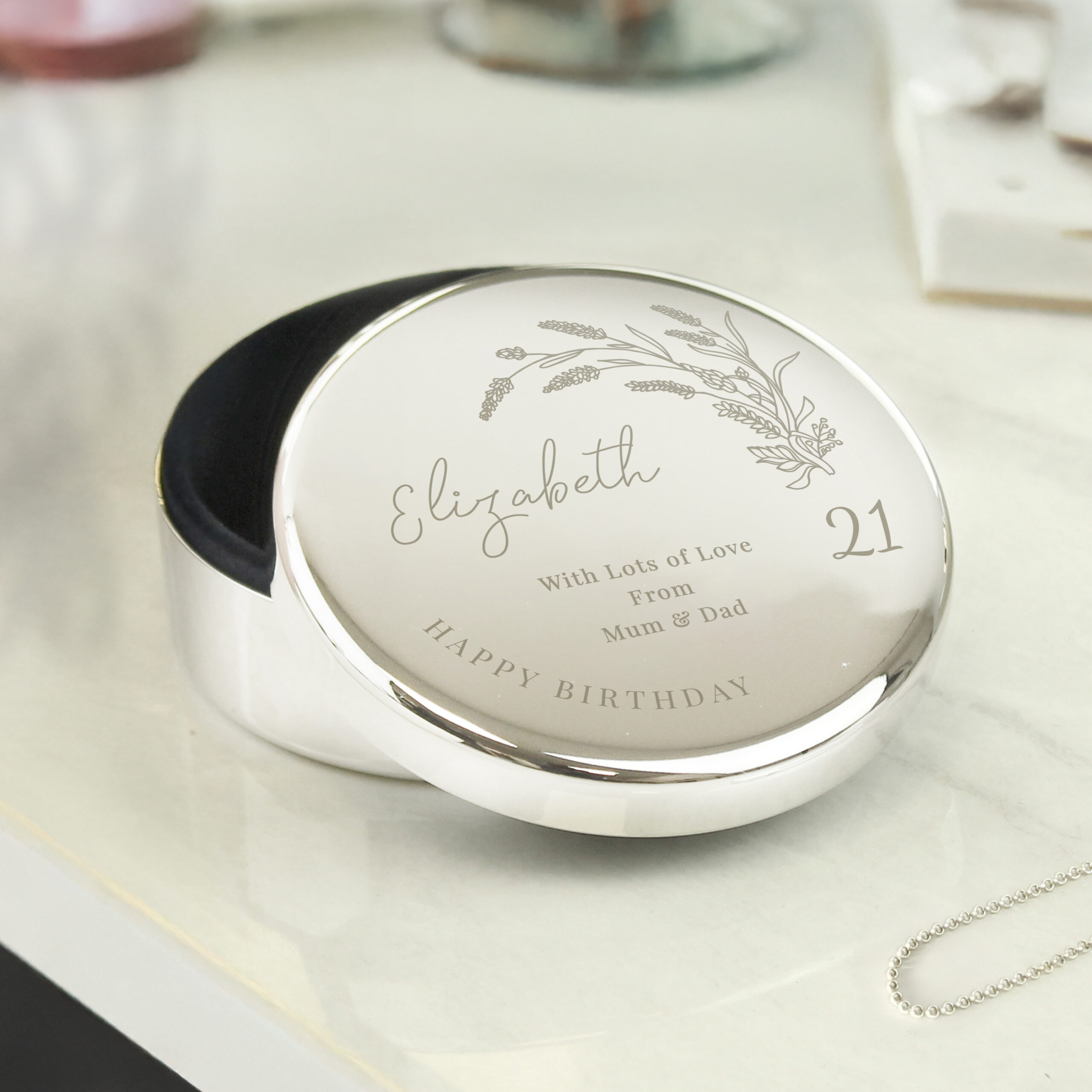 Personalised Birthday Round Trinket Box 1 Personalised Birthday Round Trinket Box