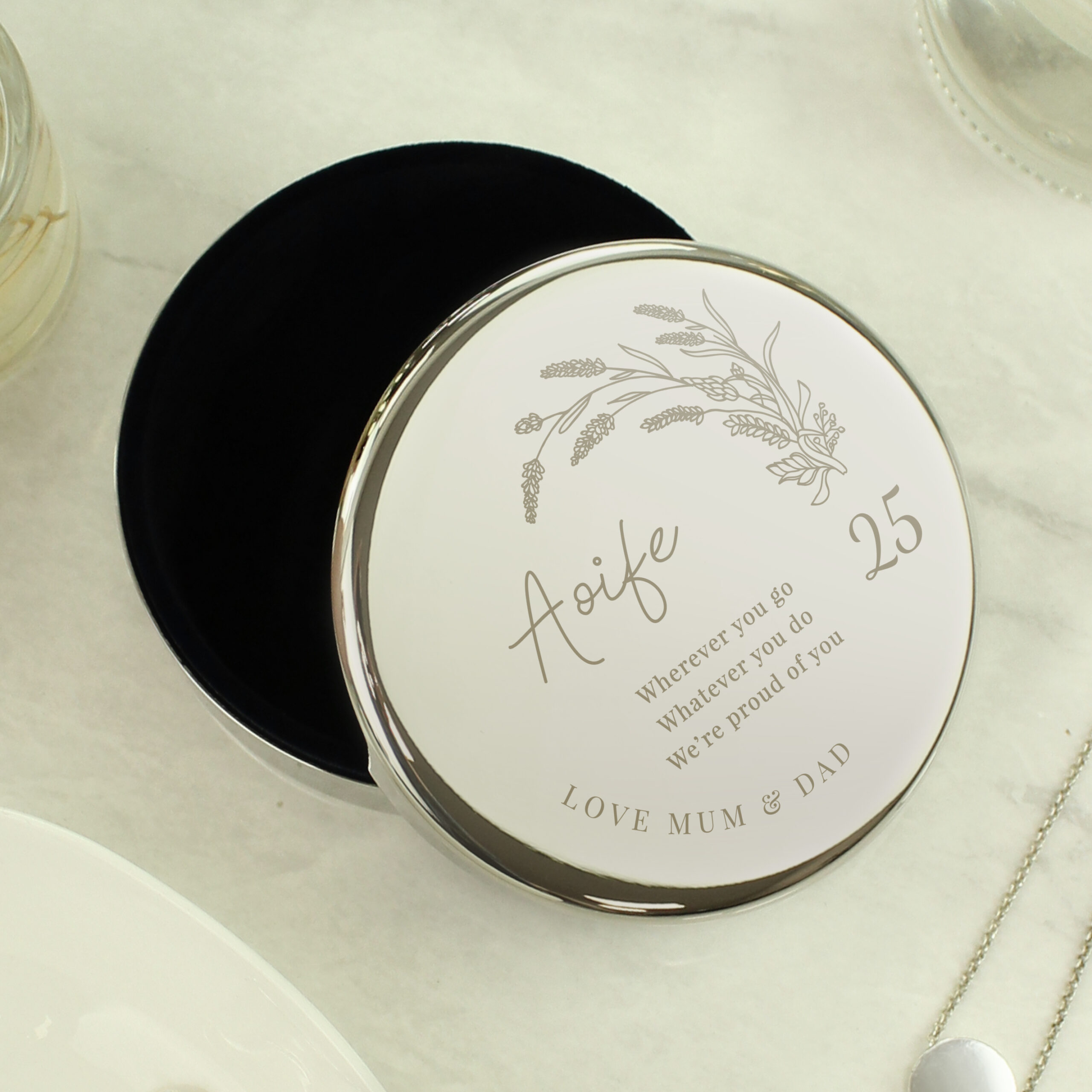 Personalised Birthday Round Trinket Box 2 Personalised Birthday Round Trinket Box