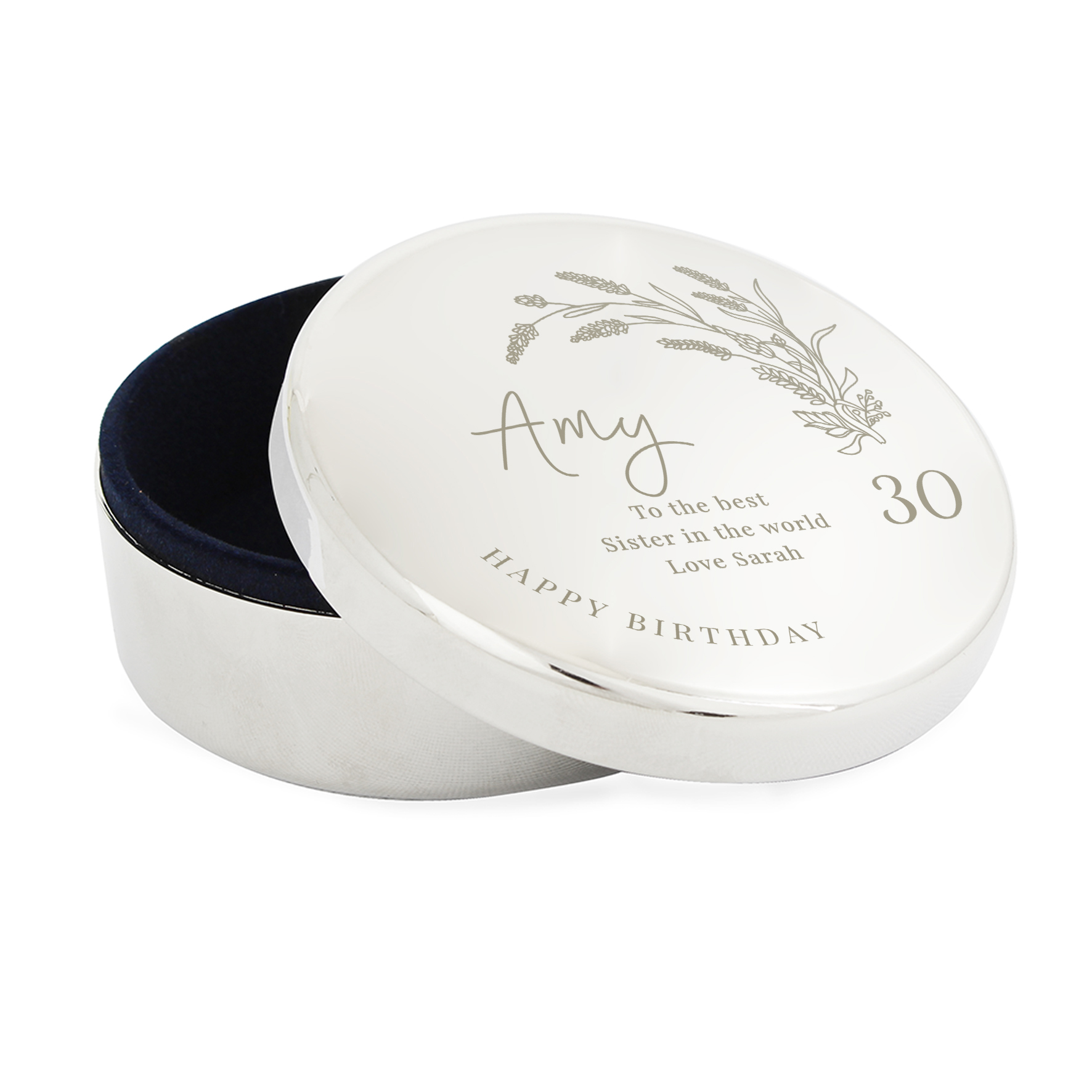 Personalised Birthday Round Trinket Box 4 Personalised Birthday Round Trinket Box