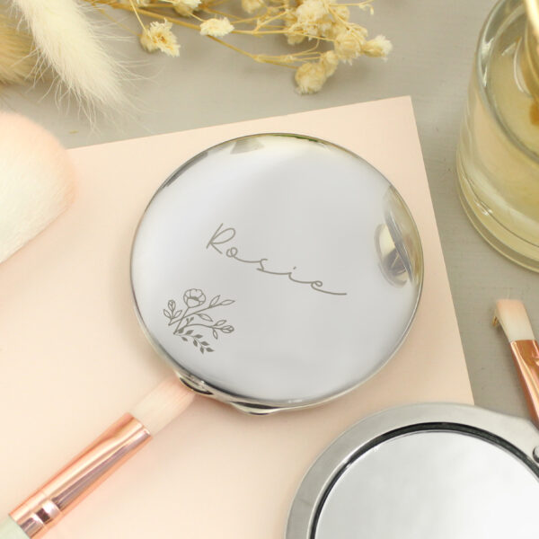 Personalised Floral Round Compact Mirror 3 Personalised Floral Round Compact Mirror