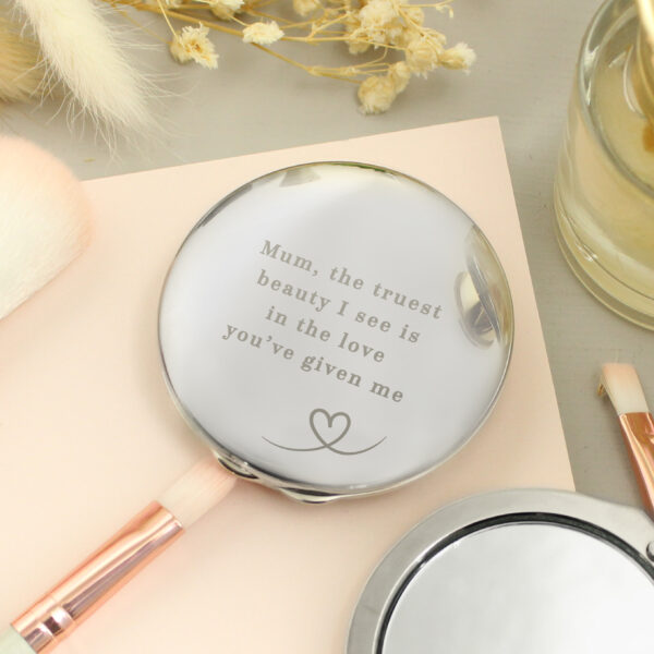 Personalised Heart Round Compact Mirror 2 Personalised Heart Round Compact Mirror