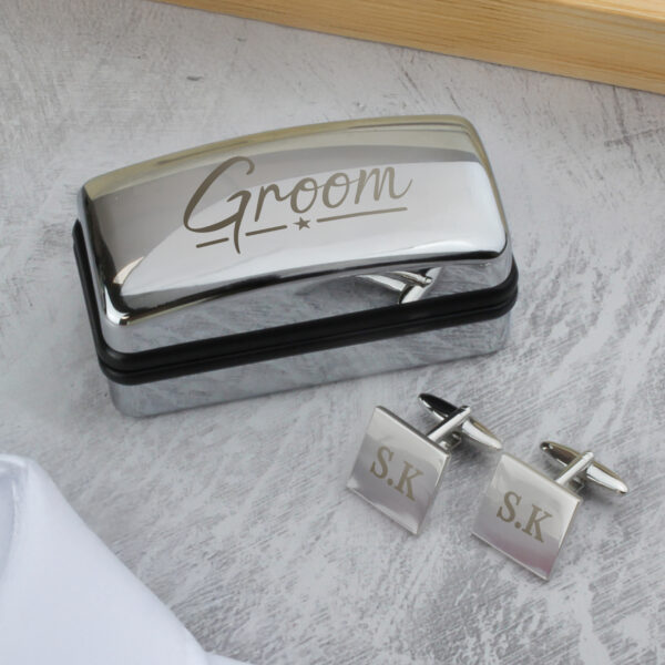 Personalised Groom Wedding Cufflinks and Box Set 17 Personalised Groom Wedding Cufflinks and Box Set