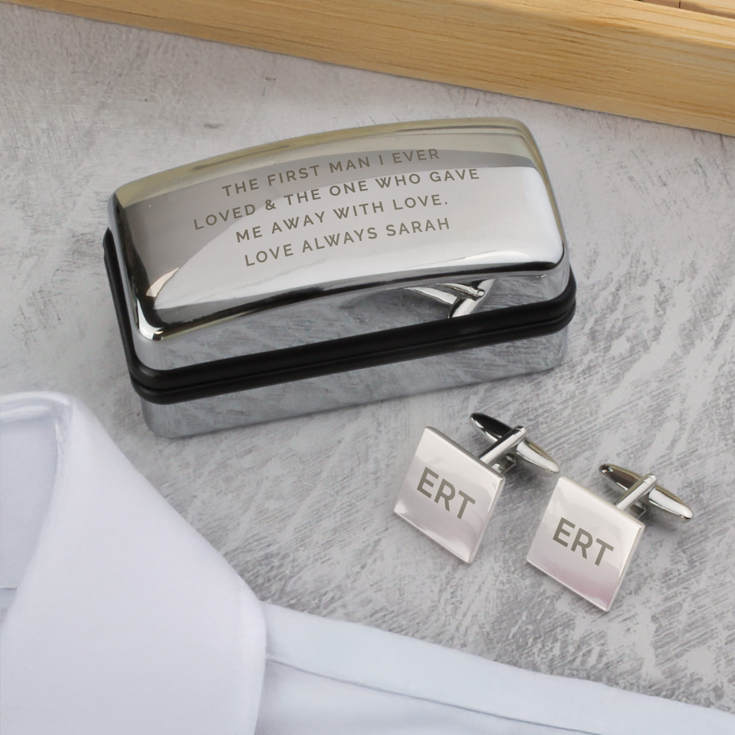 Personalised Initial Cufflinks & Engraved Box 2 Personalised Initial Cufflinks & Engraved Box