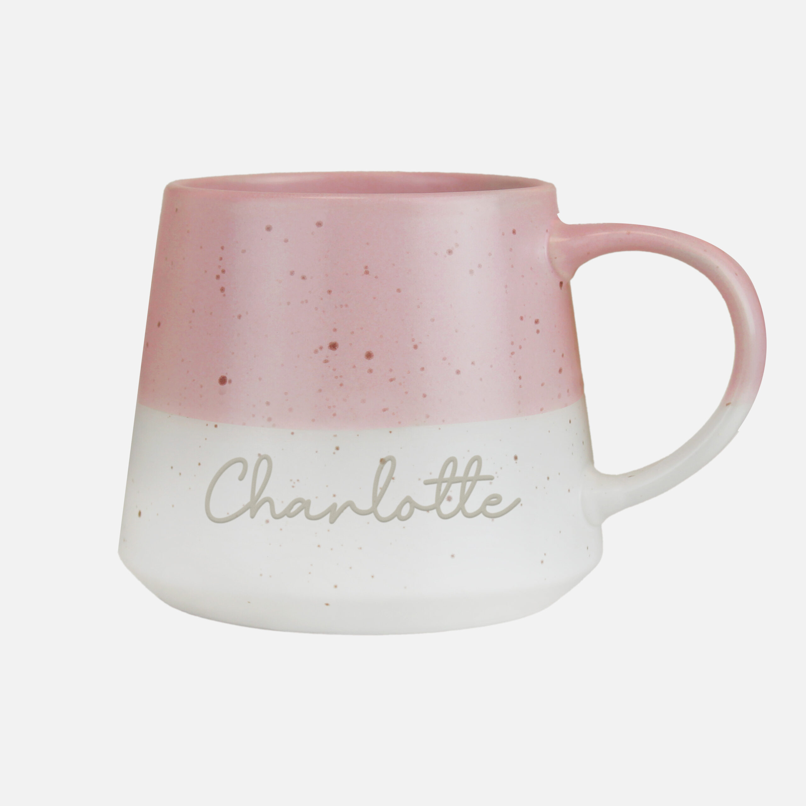 Personalised Name Pink Speckled Ceramic Mug 3 Personalised Name Pink Speckled Ceramic Mug
