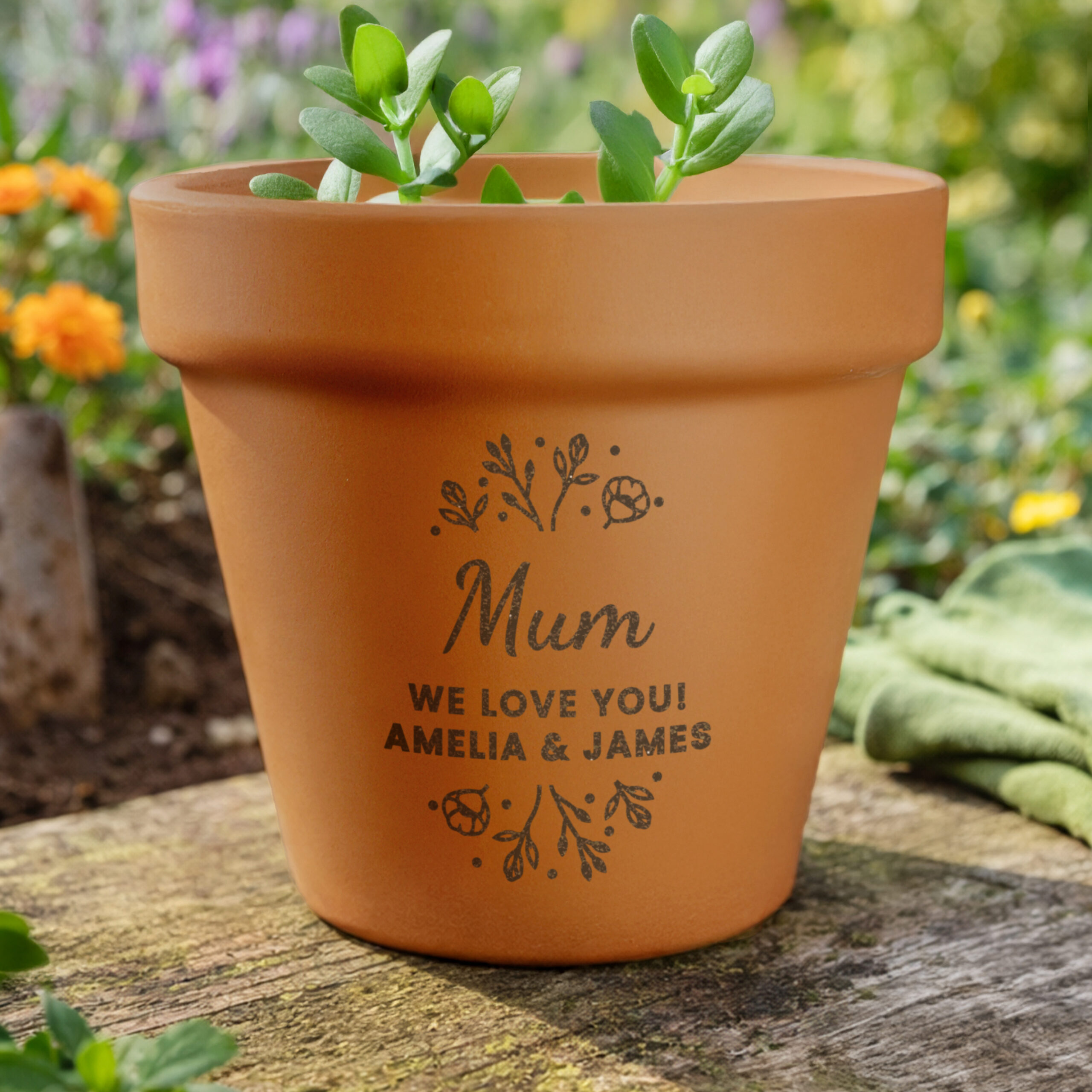 Personalised Floral Terracotta Plant Pot 1 Personalised Floral Terracotta Plant Pot