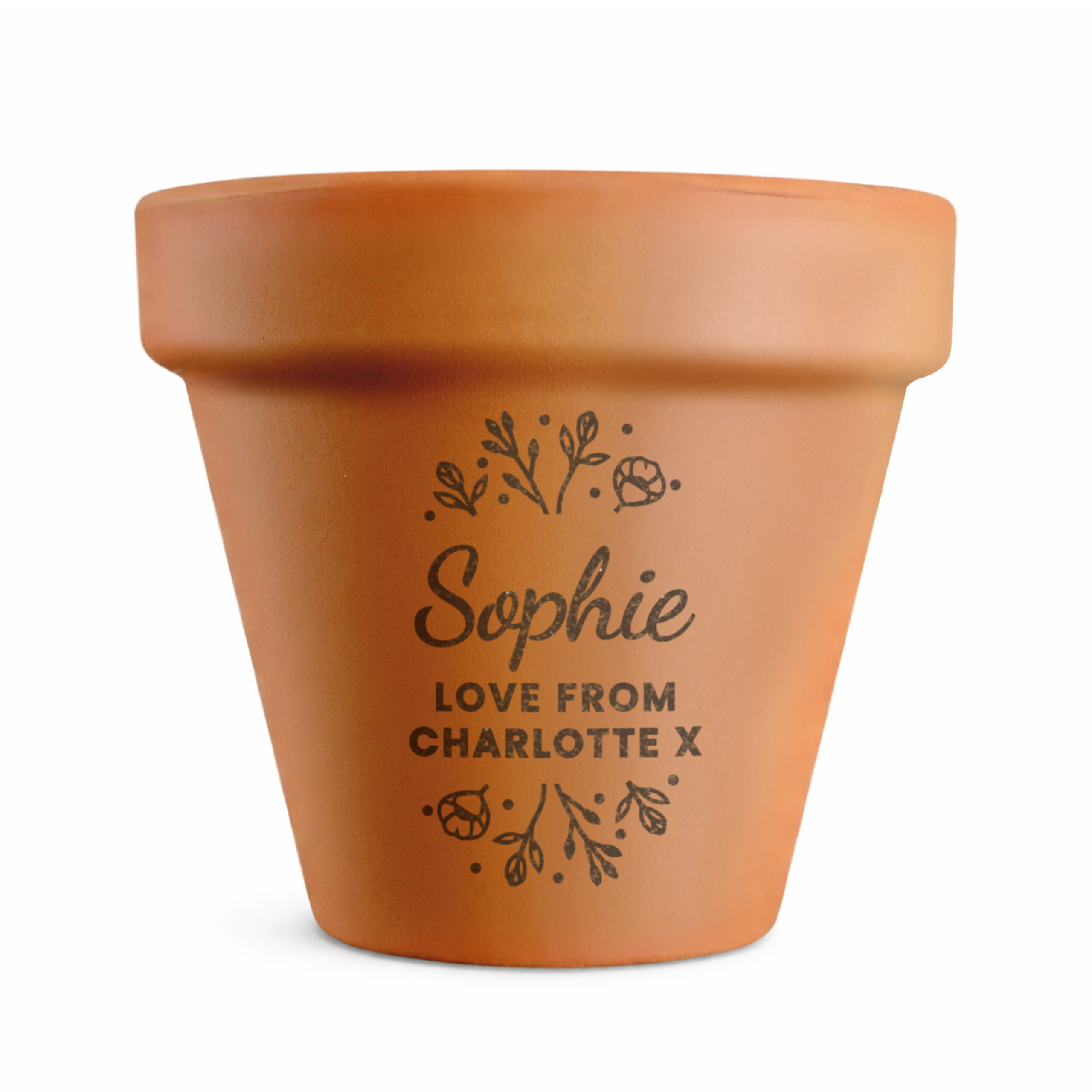 Personalised Floral Terracotta Plant Pot 5 Personalised Floral Terracotta Plant Pot