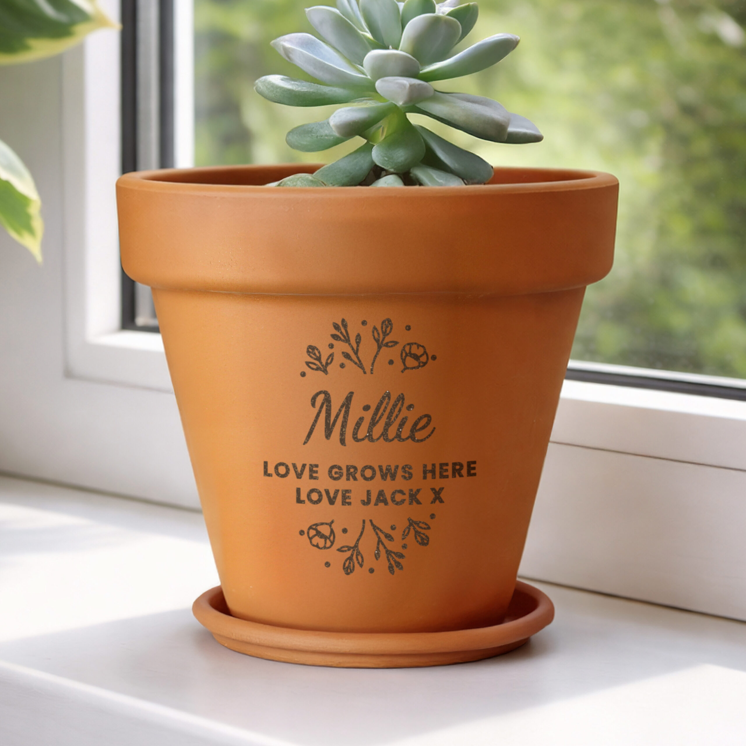 Personalised Floral Terracotta Plant Pot 6 Personalised Floral Terracotta Plant Pot