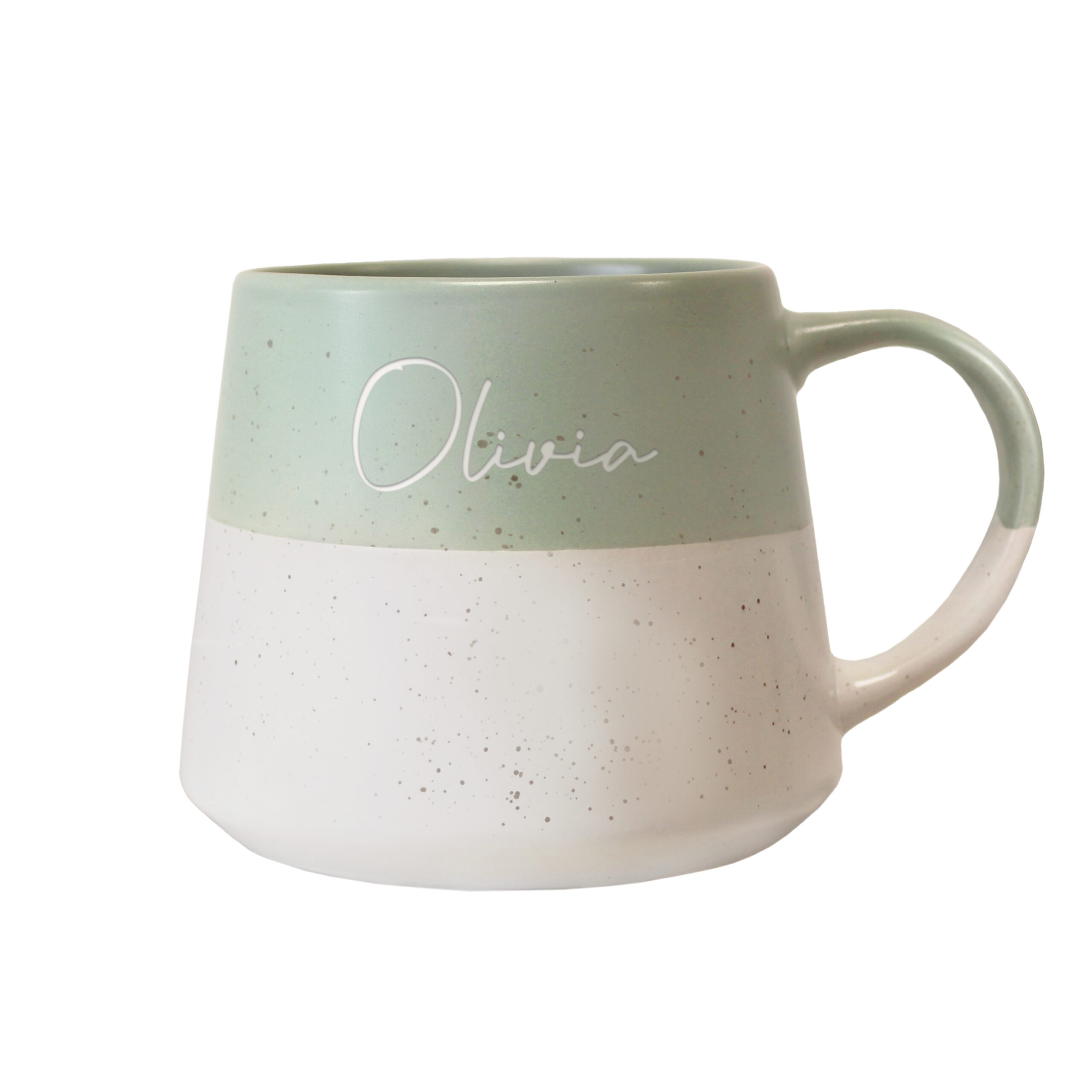 Personalised Name Green Speckled Ceramic Mug 4 Personalised Name Green Speckled Ceramic Mug