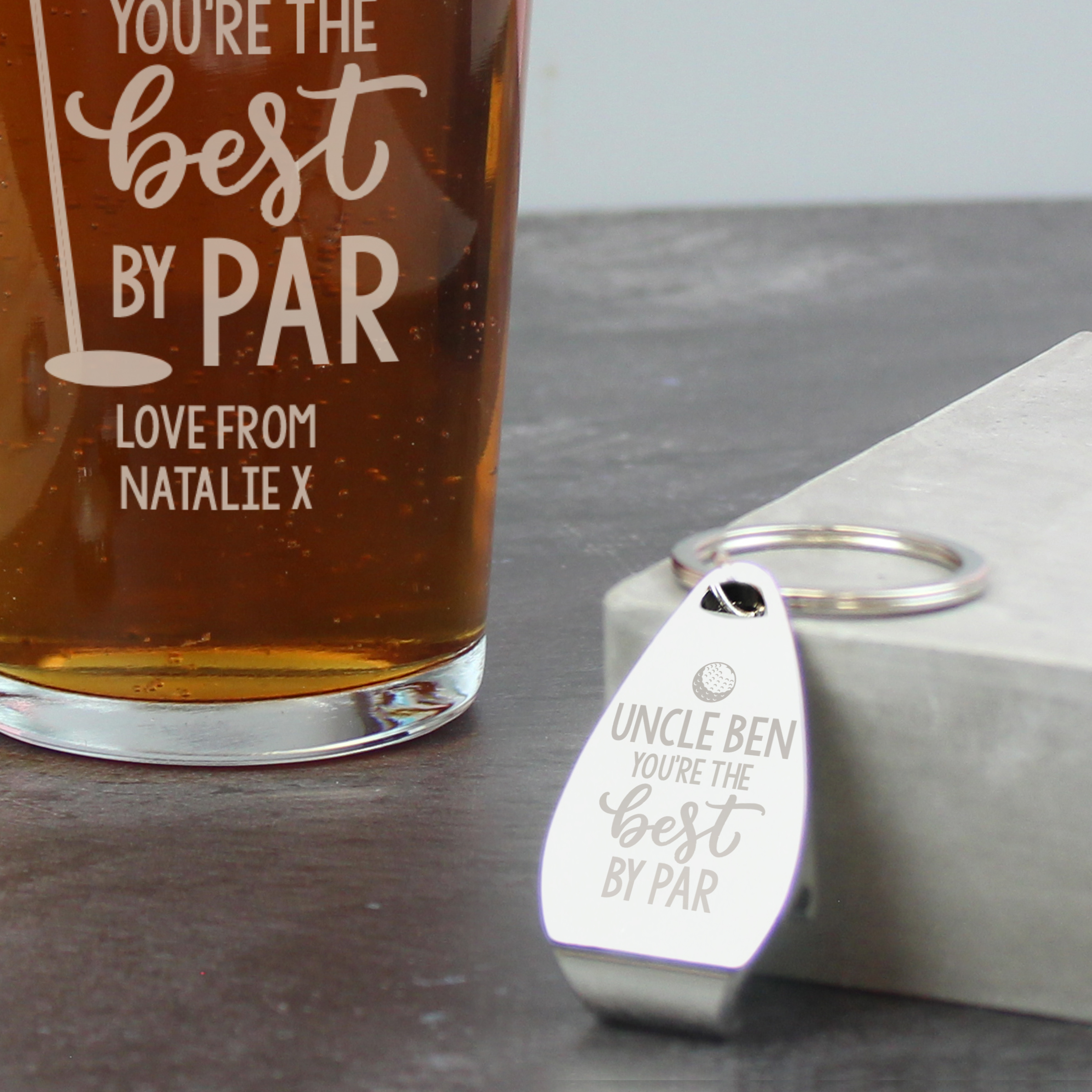 Personalised Best By Par Pint Glass & Bottle Opener 4 Personalised Best By Par Pint Glass & Bottle Opener