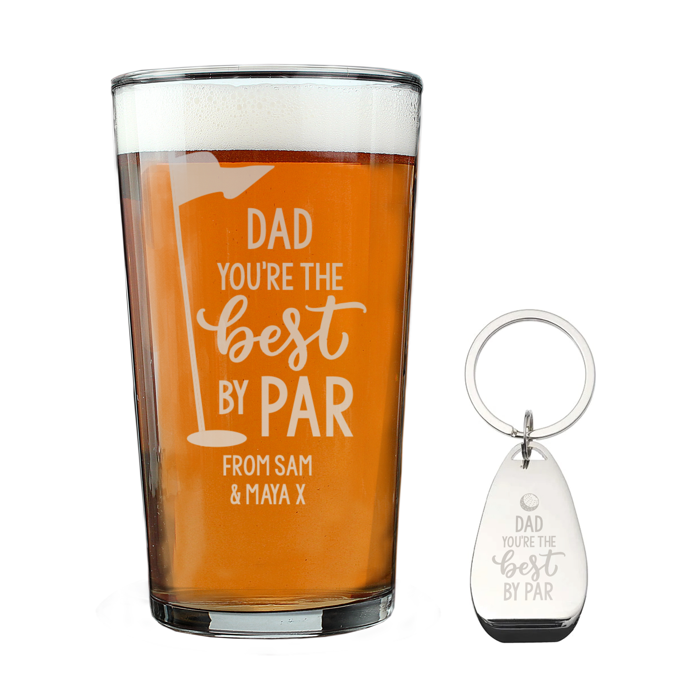 Personalised Best By Par Pint Glass & Bottle Opener 5 Personalised Best By Par Pint Glass & Bottle Opener