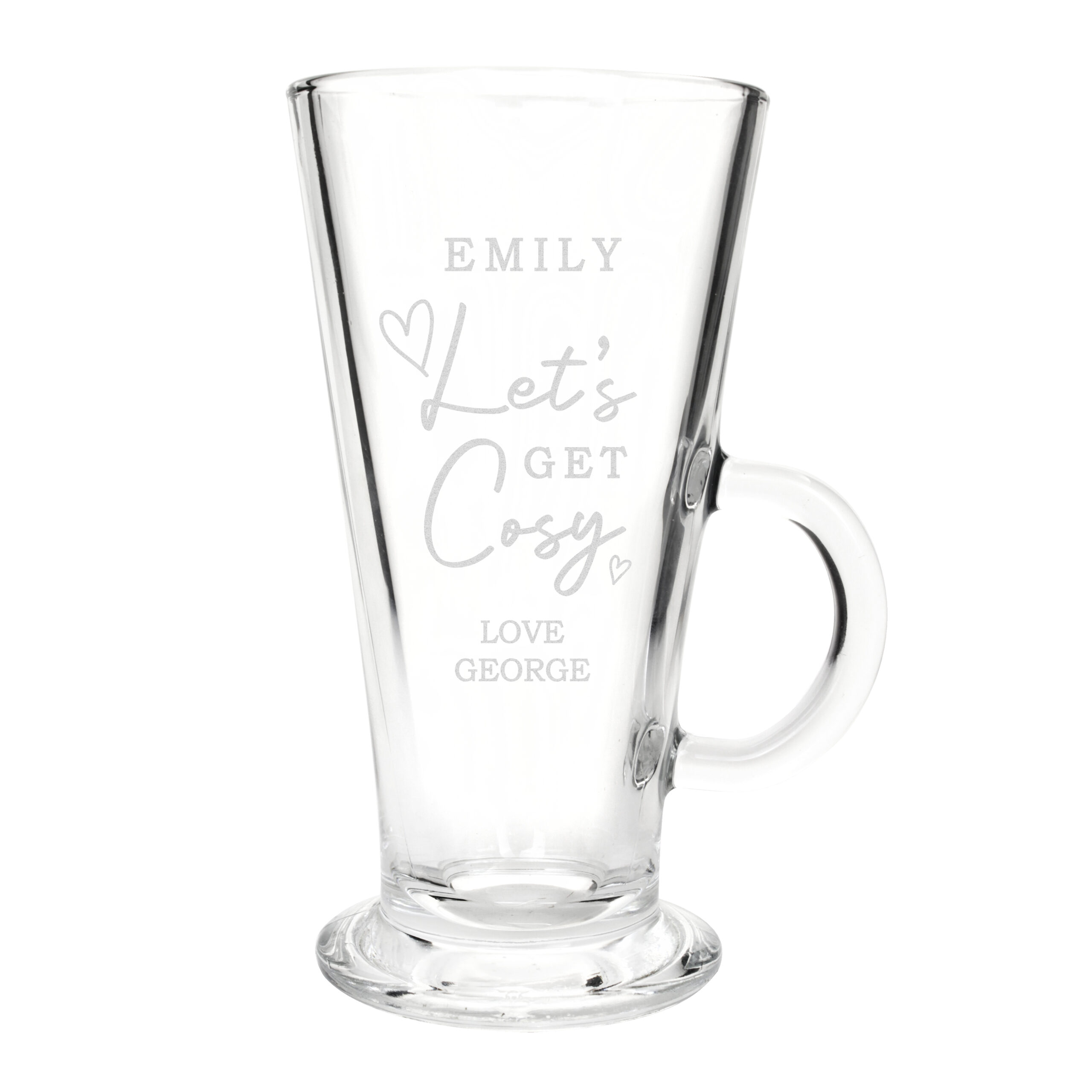 Personalised Get Cosy Latte Glass 4 Personalised Get Cosy Latte Glass