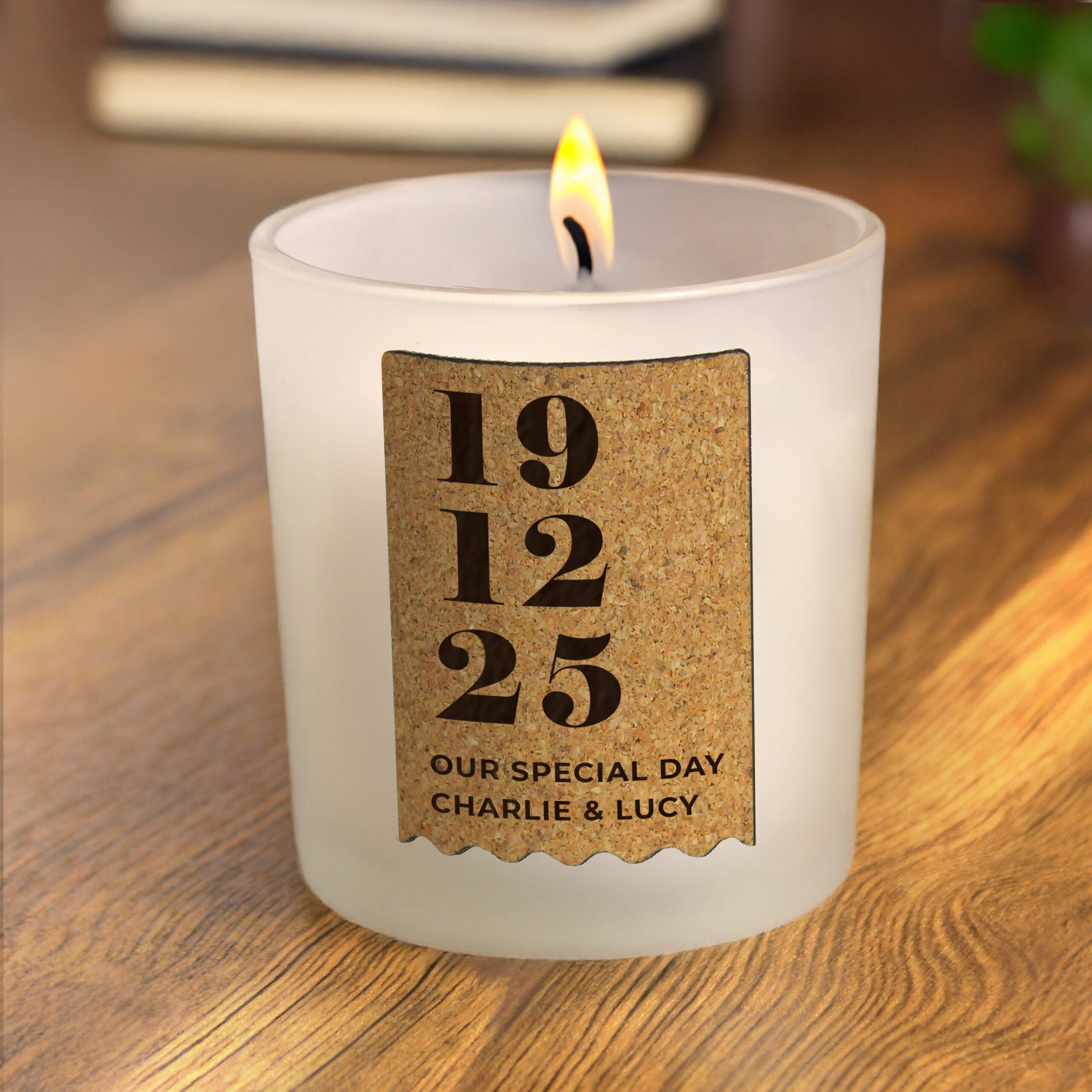 Personalised Anniversary Cork Label Candle Jar 2 Personalised Anniversary Cork Label Candle Jar