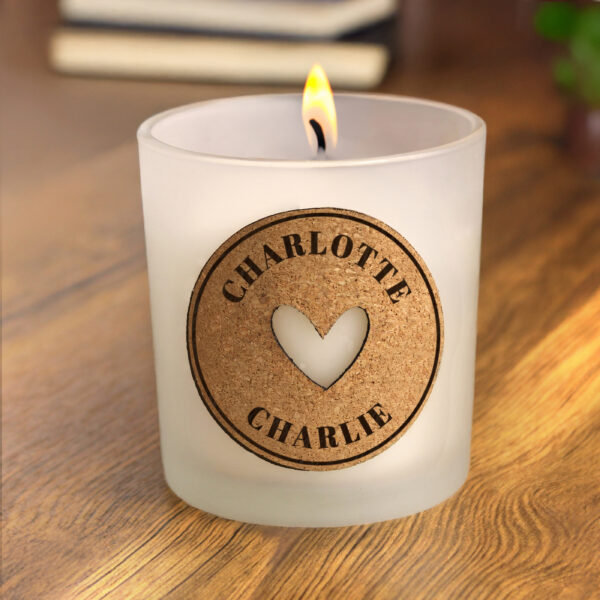 Personalised Heart Cork Label Candle Jar 23 Personalised Heart Cork Label Candle Jar