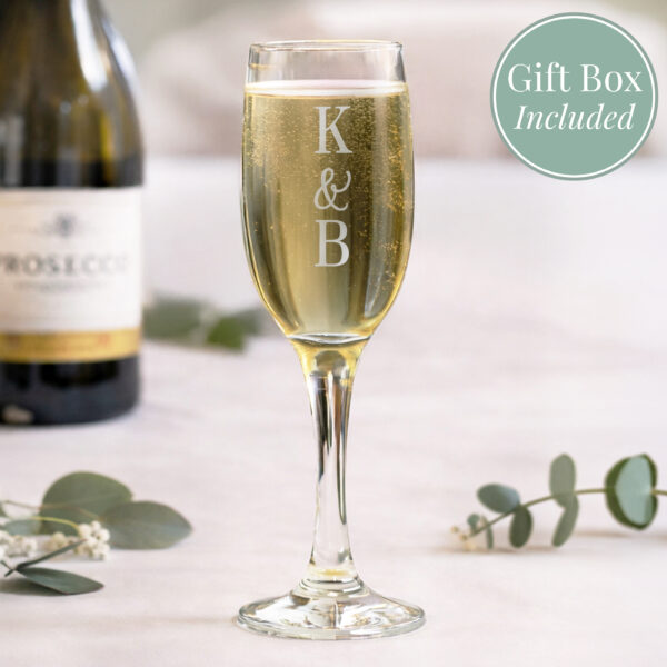 Personalised Couples Initials Flute Glass 1 Personalised Couples Initials Flute Glass