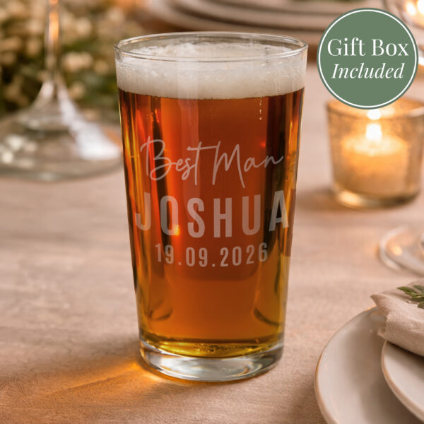 Personalised Best Man Elegant Pint Glass 24 Personalised Best Man Elegant Pint Glass