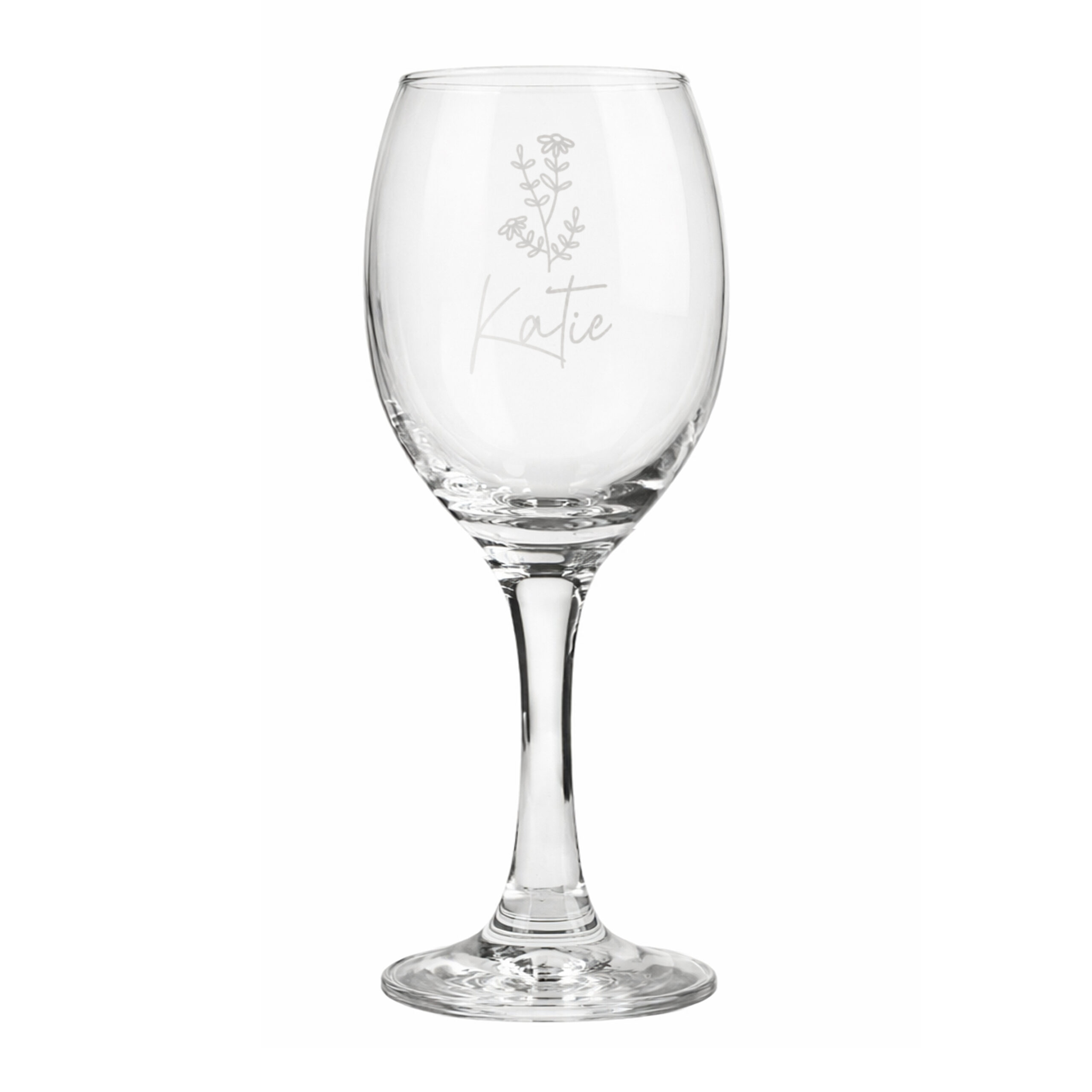 Personalised Flower Motif Wine Glass 5 Personalised Flower Motif Wine Glass