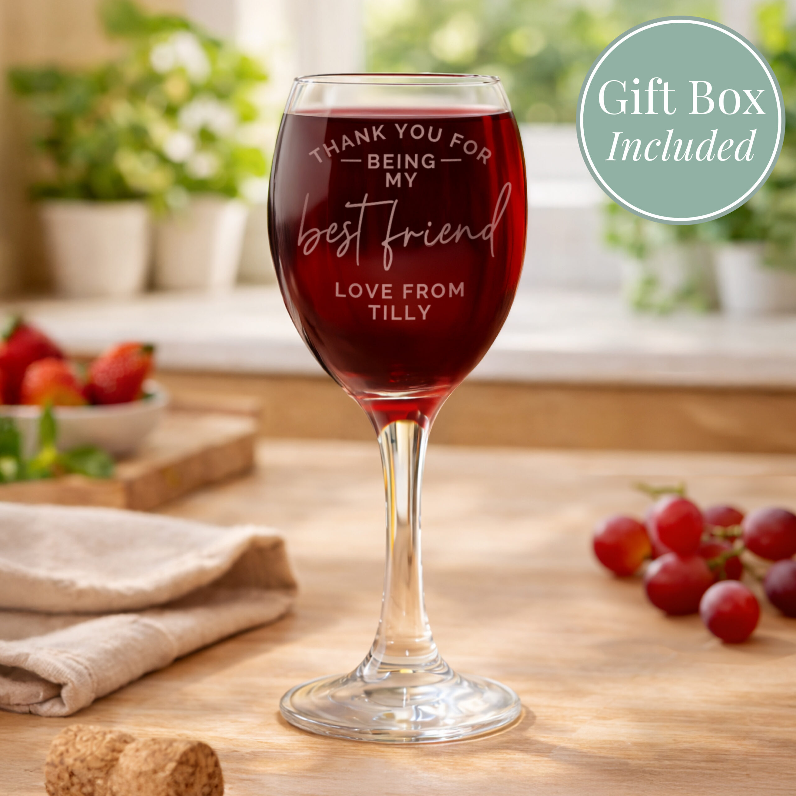 Personalised Thank you Wine Glass 1 Personalised Thank you Wine Glass