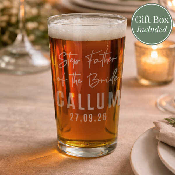 Personalised Wedding Elegant Pint Glass 30 Personalised Wedding Elegant Pint Glass