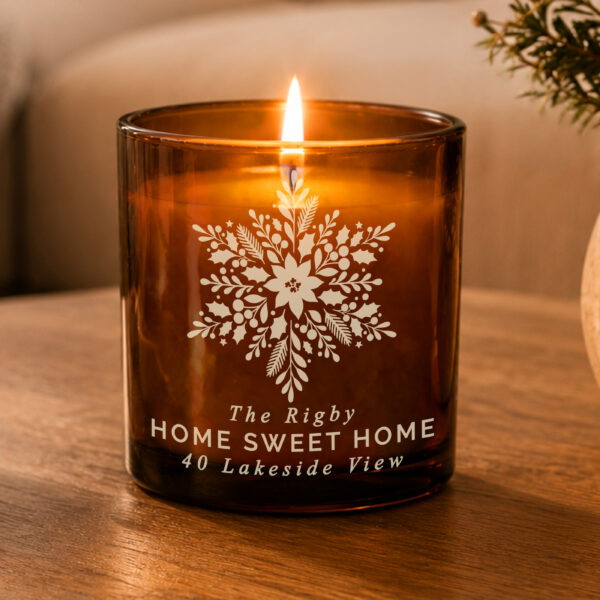 Personalised Snowflake Amber Glass Candle 19 Personalised Snowflake Amber Glass Candle