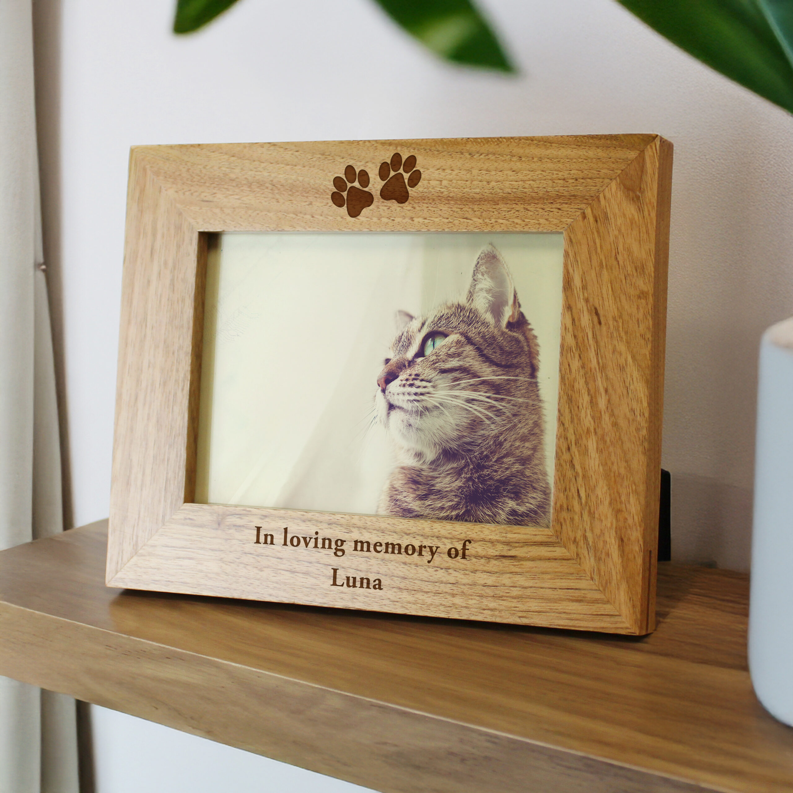 Personalised Oak Finish 4x6 Paw Prints Photo Frame 2 Personalised Oak Finish 4x6 Paw Prints Photo Frame