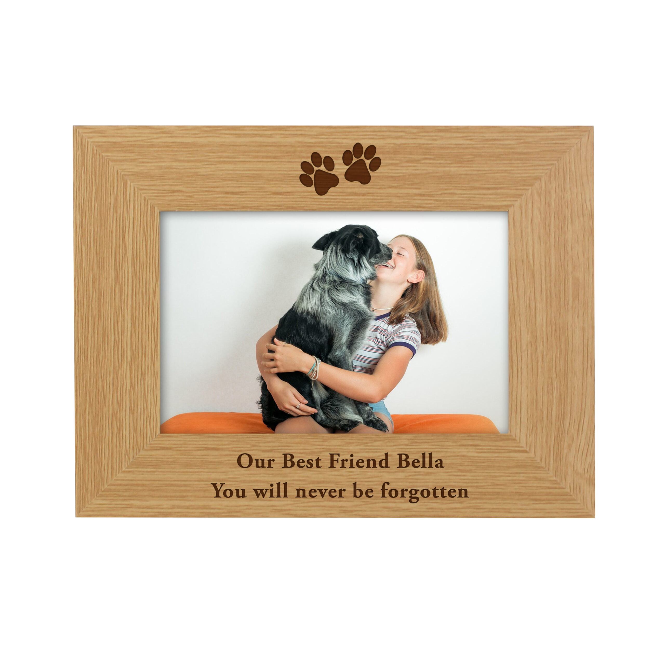 Personalised Oak Finish 4x6 Paw Prints Photo Frame 4 Personalised Oak Finish 4x6 Paw Prints Photo Frame