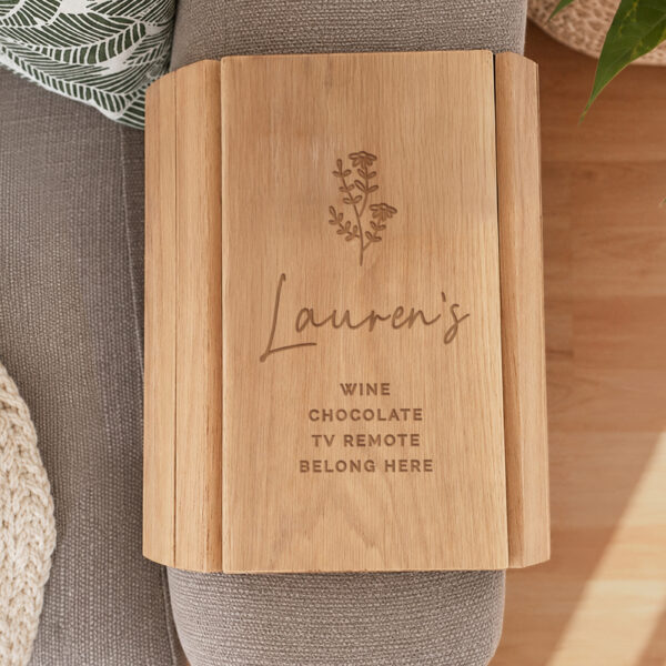 Personalised Floral Wooden Sofa Tray 5 Personalised Floral Wooden Sofa Tray