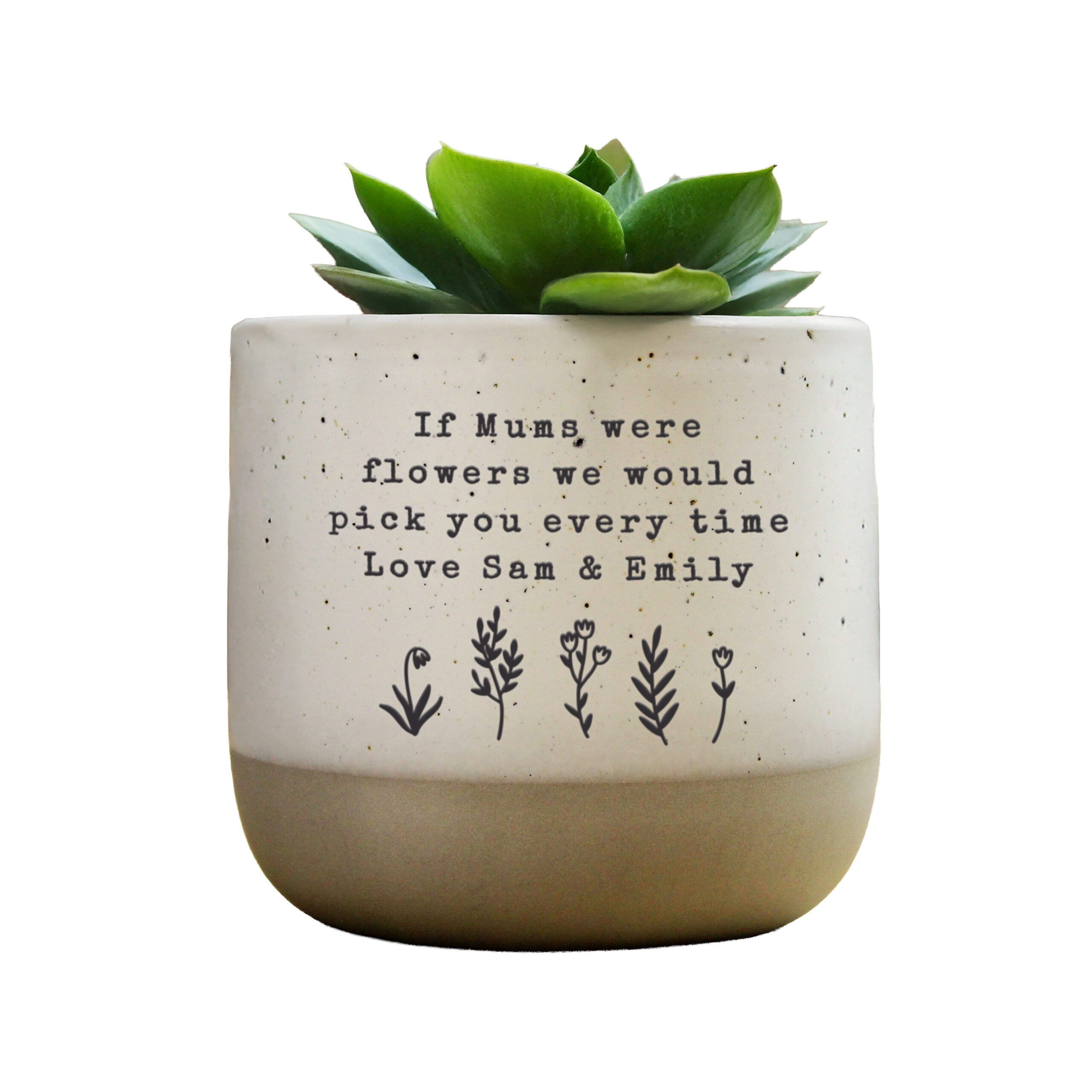 Personalised Floral Flecked Plant Pot 4 Personalised Floral Flecked Plant Pot