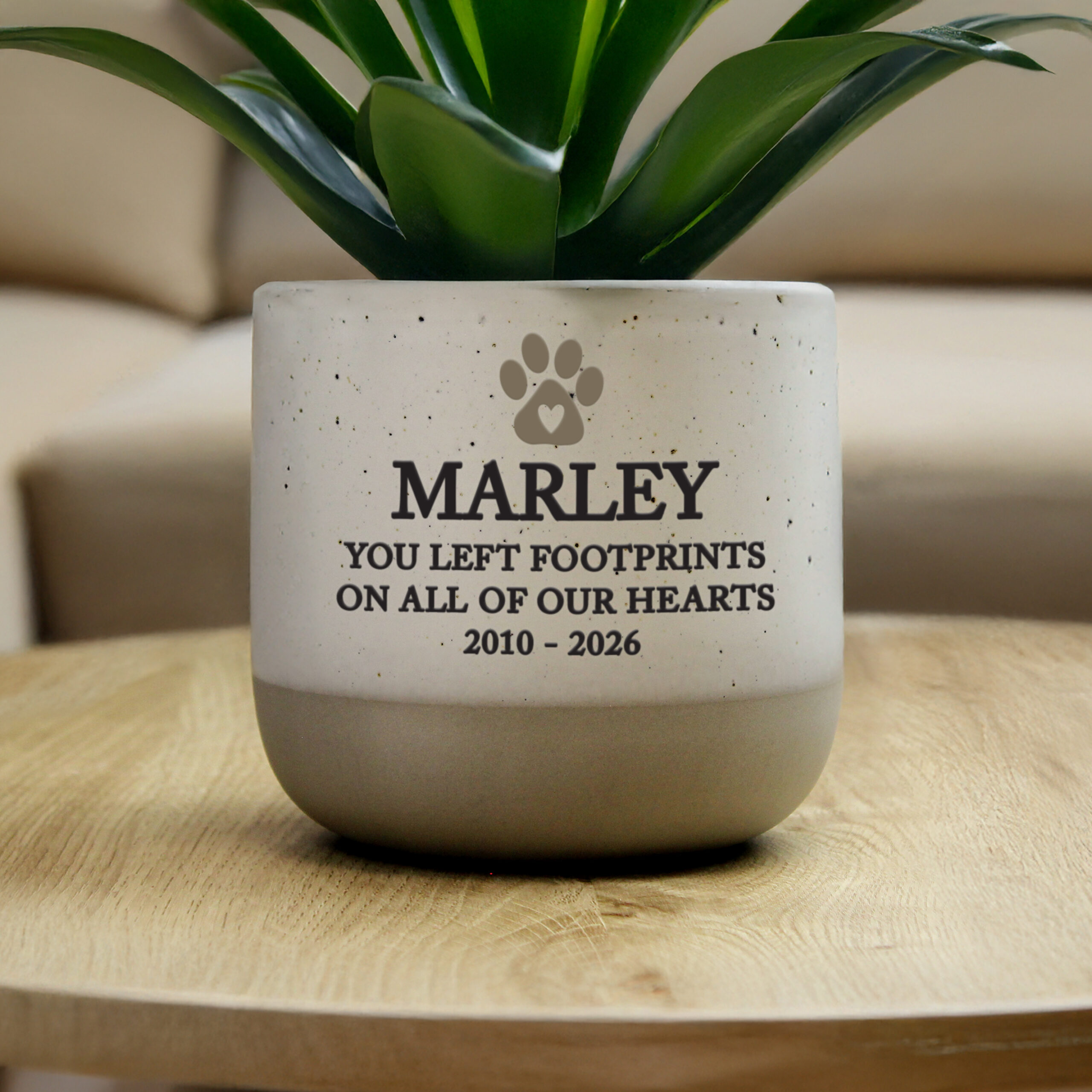 Personalised Pet Memorial Flecked Plant Pot 2 Personalised Pet Memorial Flecked Plant Pot