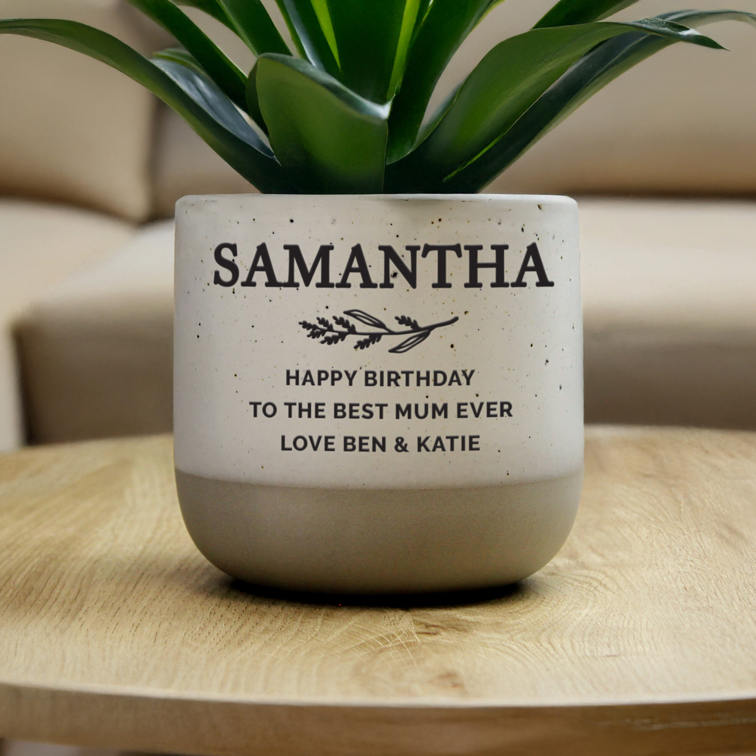 Personalised Memorial Flecked Plant Pot 2 Personalised Memorial Flecked Plant Pot
