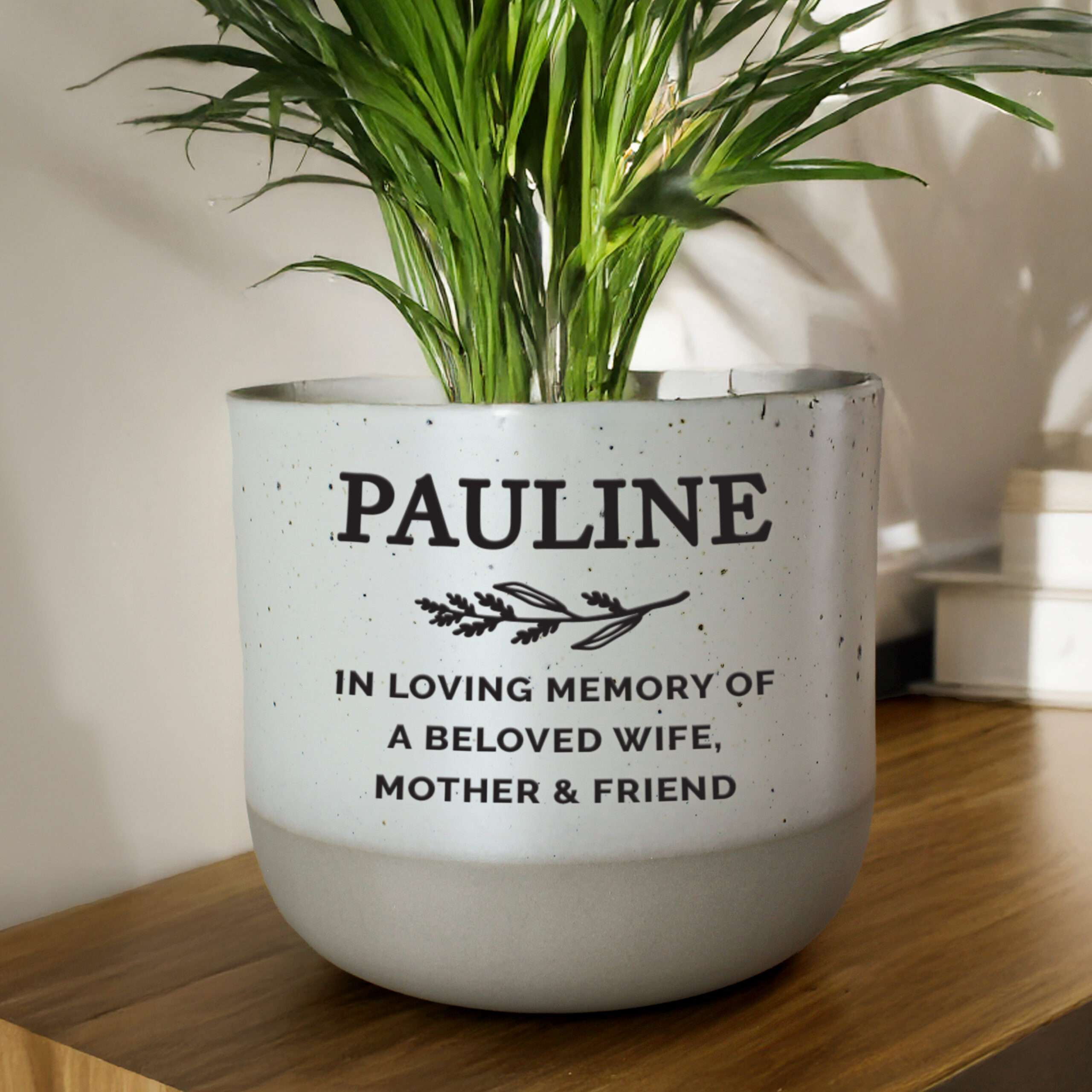 Personalised Memorial Flecked Plant Pot 3 Personalised Memorial Flecked Plant Pot