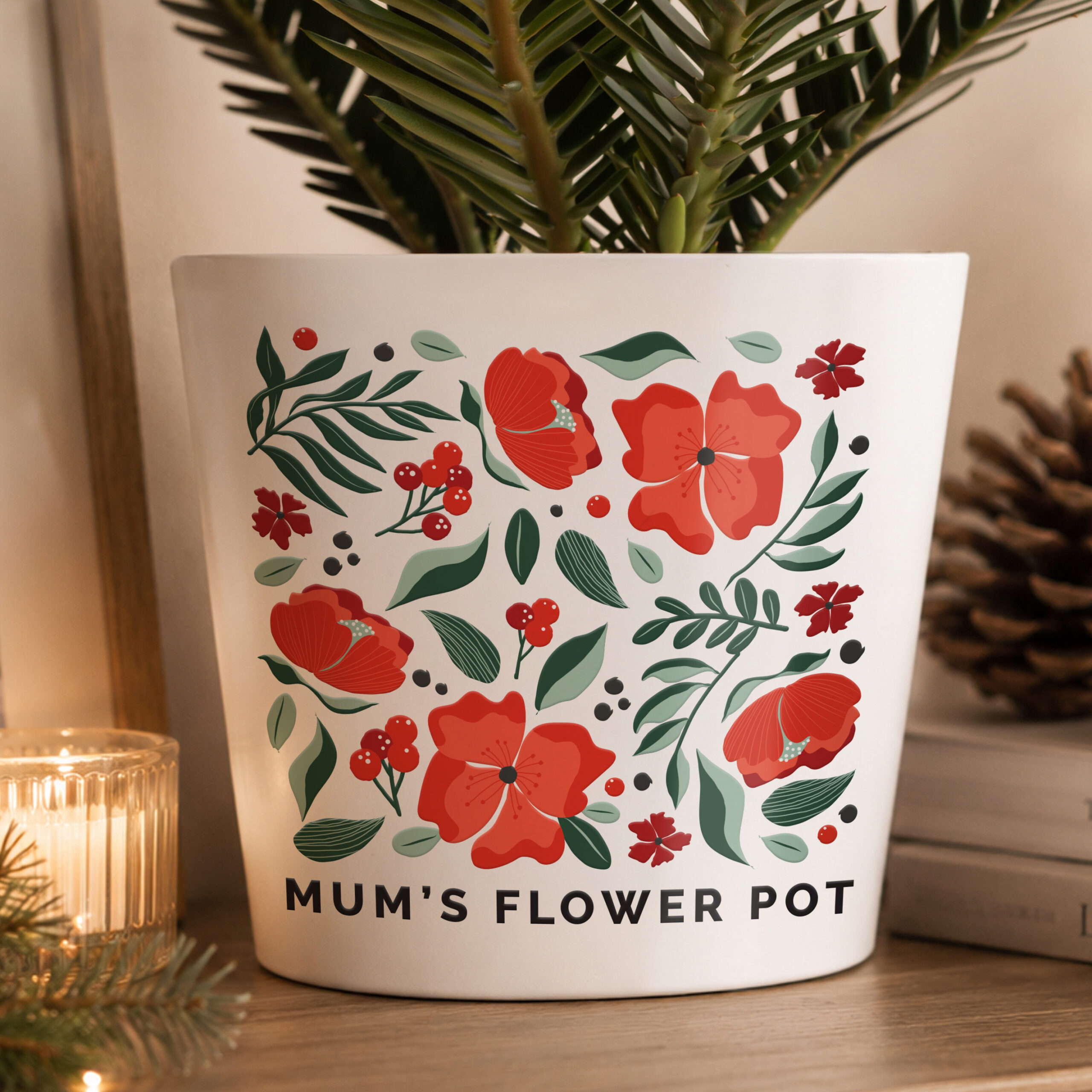 Personalised Poinsettia Large Plant Pot 1 Personalised Poinsettia Large Plant Pot