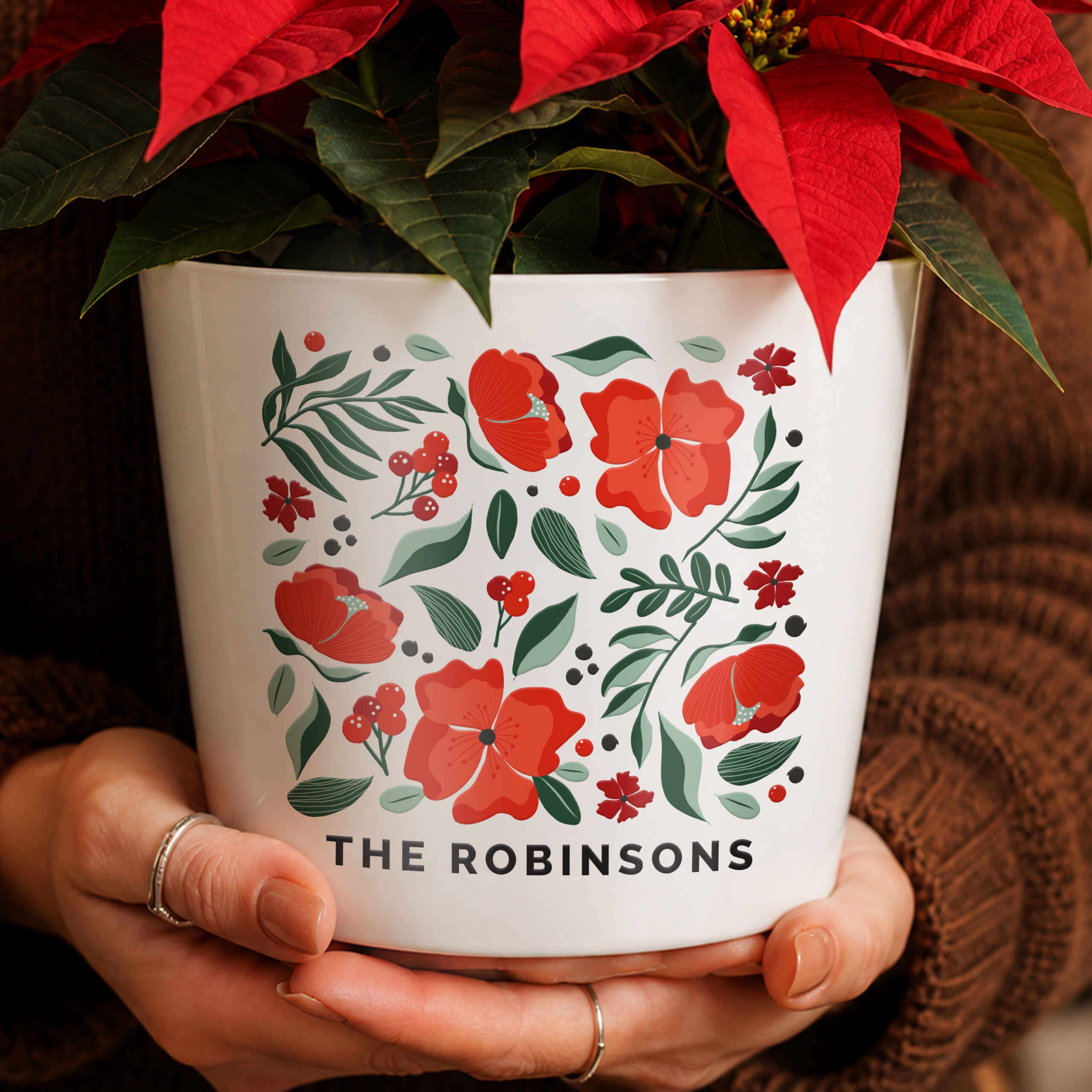 Personalised Poinsettia Large Plant Pot 2 Personalised Poinsettia Large Plant Pot