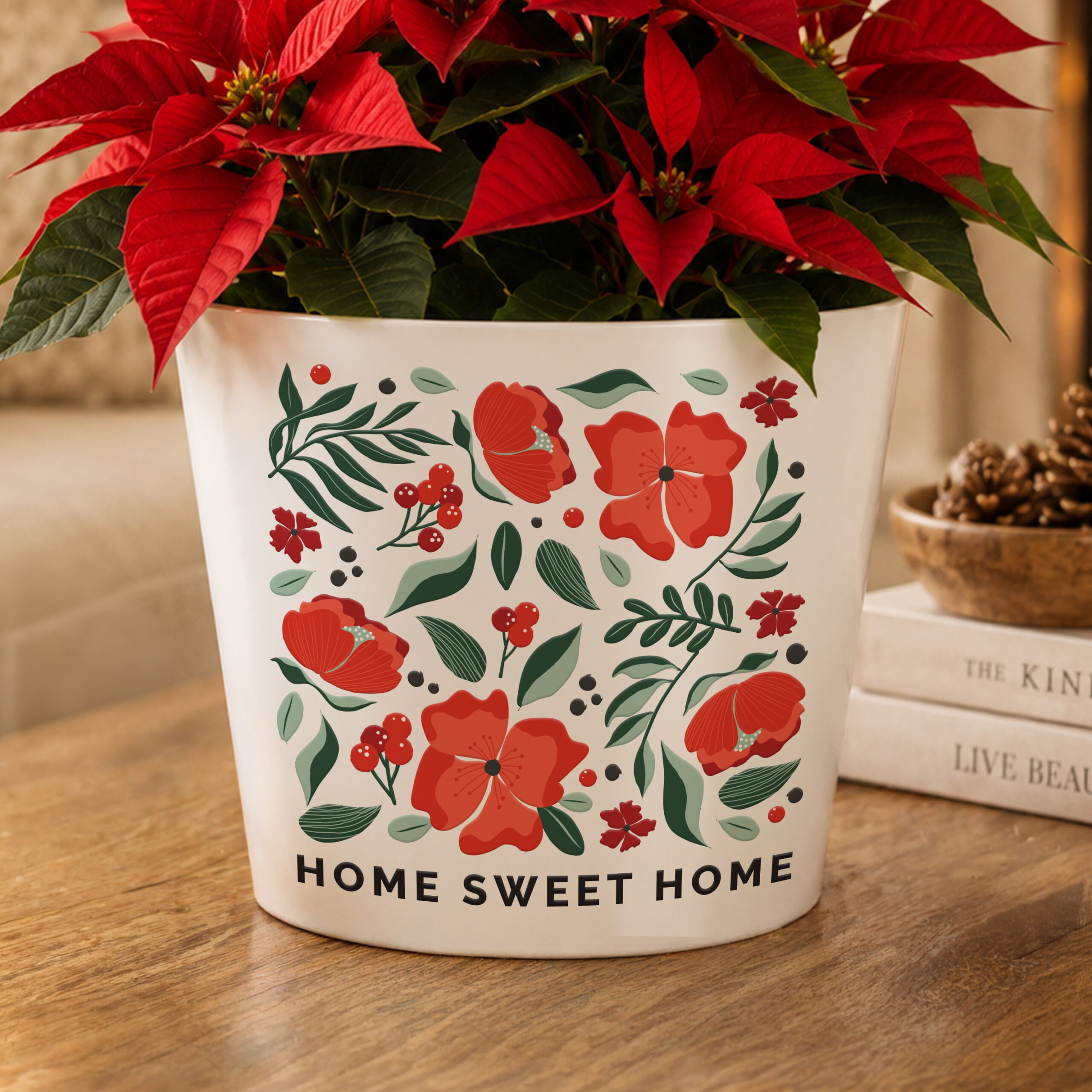 Personalised Poinsettia Large Plant Pot 3 Personalised Poinsettia Large Plant Pot