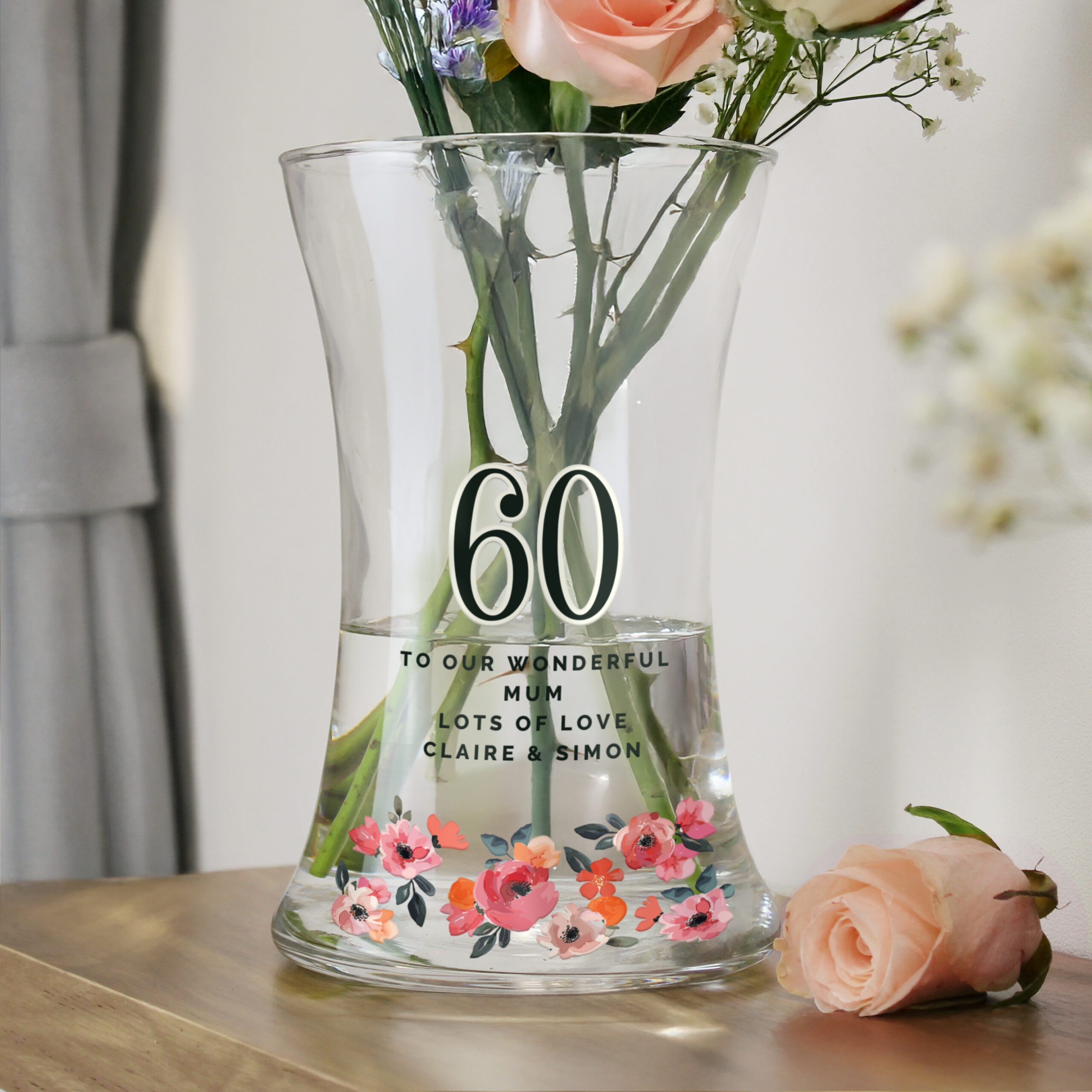 Personalised Floral Big Age Waisted Vase 1 Personalised Floral Big Age Waisted Vase