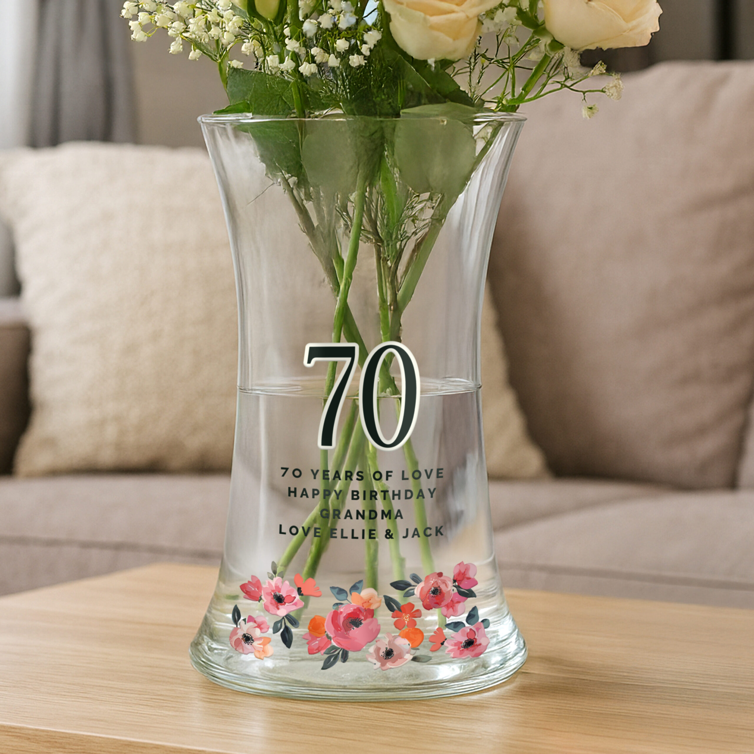 Personalised Floral Big Age Waisted Vase 3 Personalised Floral Big Age Waisted Vase