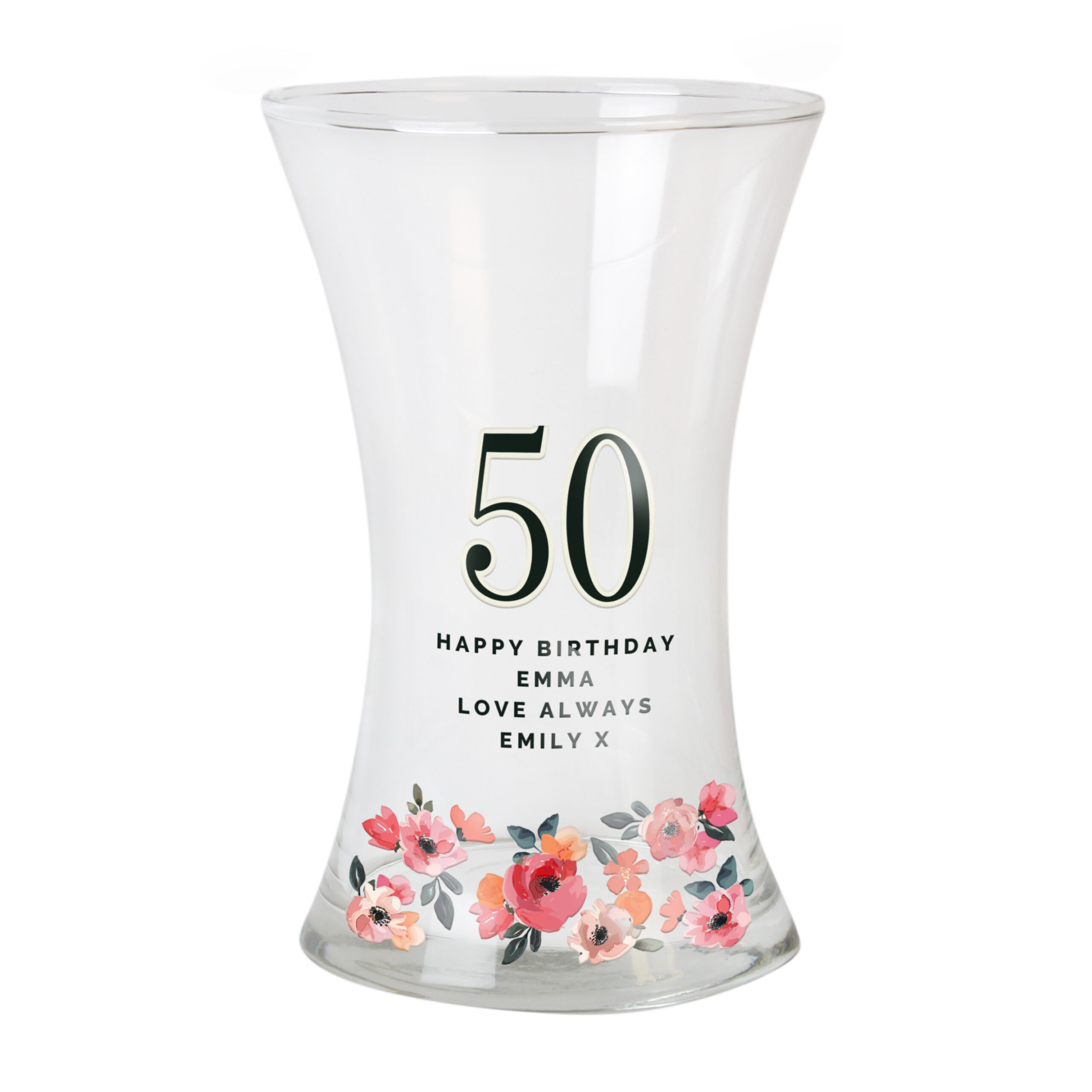 Personalised Floral Big Age Waisted Vase 5 Personalised Floral Big Age Waisted Vase