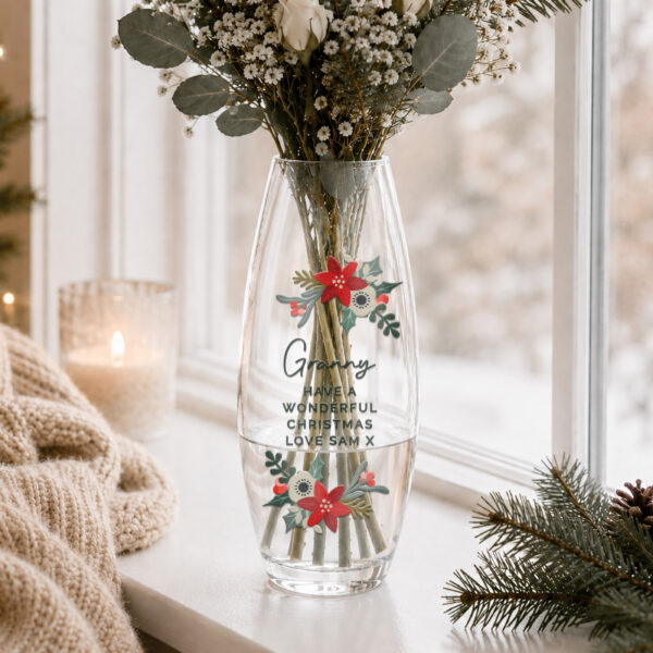 Personalised Poinsettia Bullet Vase