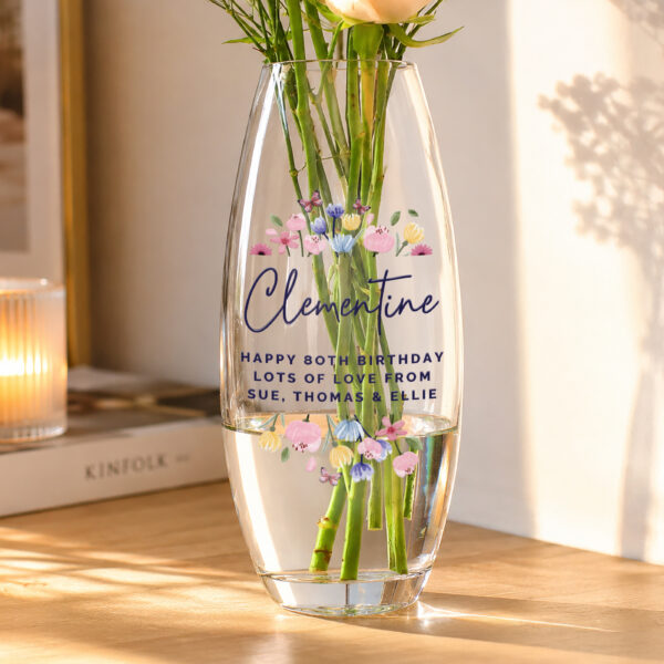 Personalised Bright Floral Bullet Vase