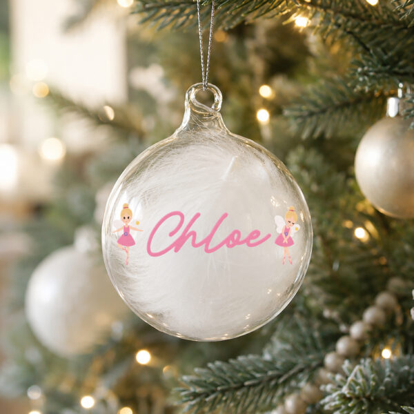 Personalised Fairy White Feather Bauble 20 Personalised Fairy White Feather Bauble