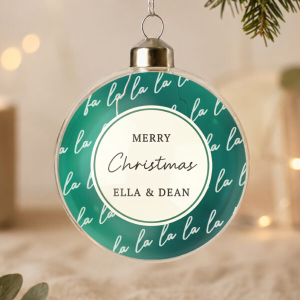 Personalised Fa La La Glass Bauble 29 Personalised Fa La La Glass Bauble