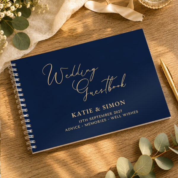 Personalised Navy Wedding Guest Book