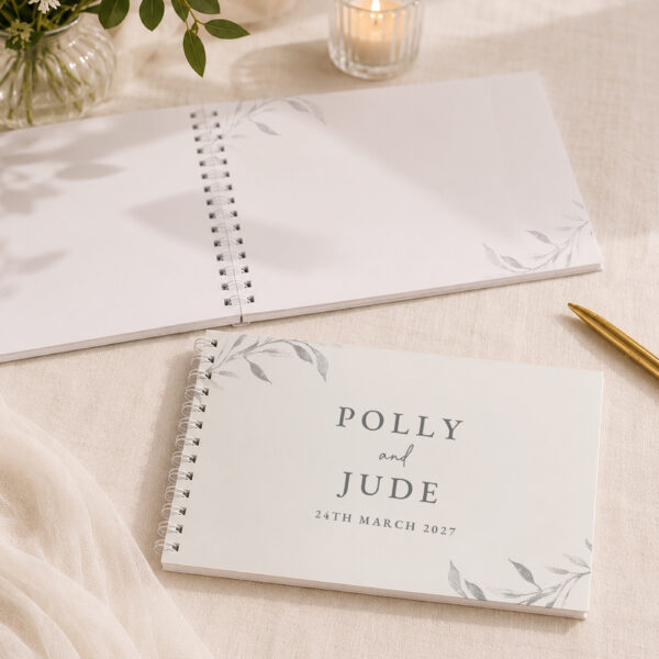 Personalised Botanical Off White Wedding Guest Book