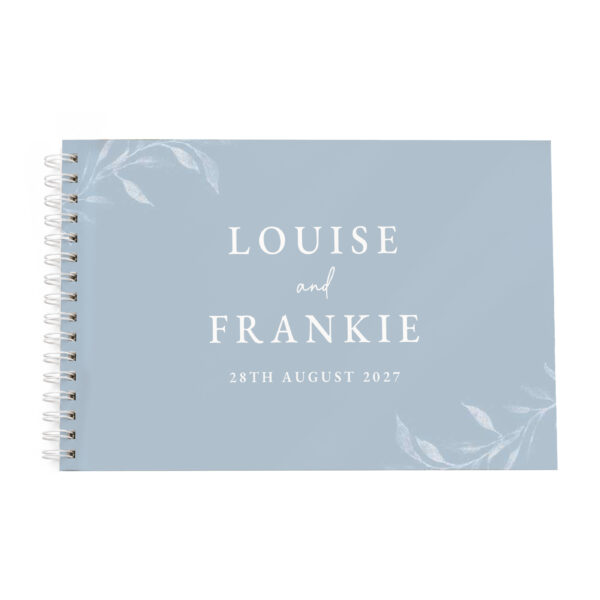 Personalised Botanical Baby Blue Wedding Guest Book
