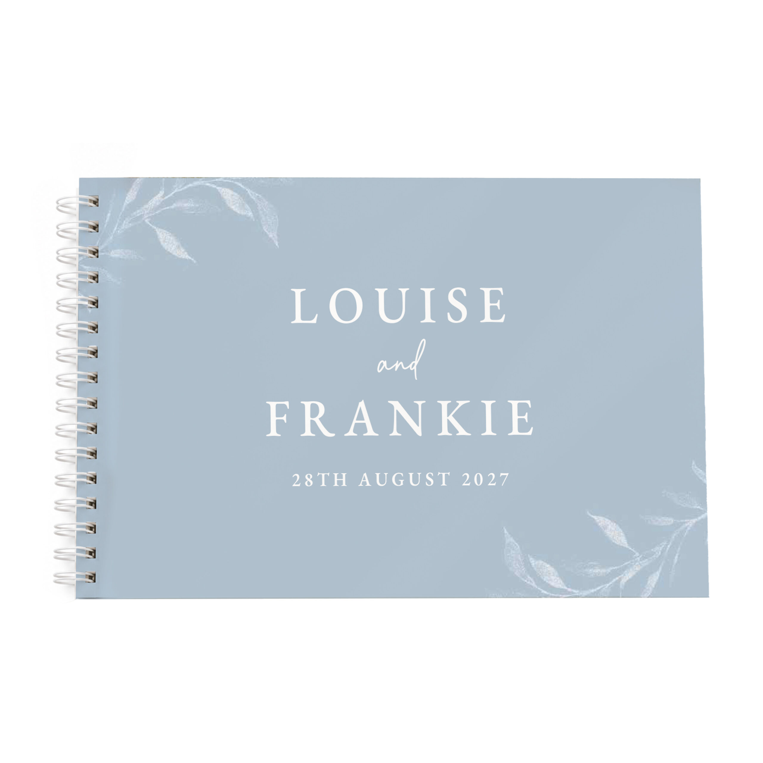 Personalised Botanical Baby Blue Wedding Guest Book 5 Personalised Botanical Baby Blue Wedding Guest Book
