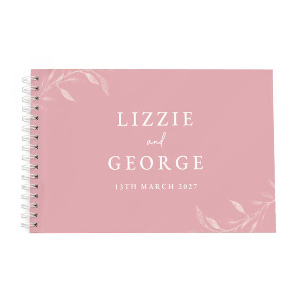 Personalised Botanical Soft Pink Wedding Guest Book