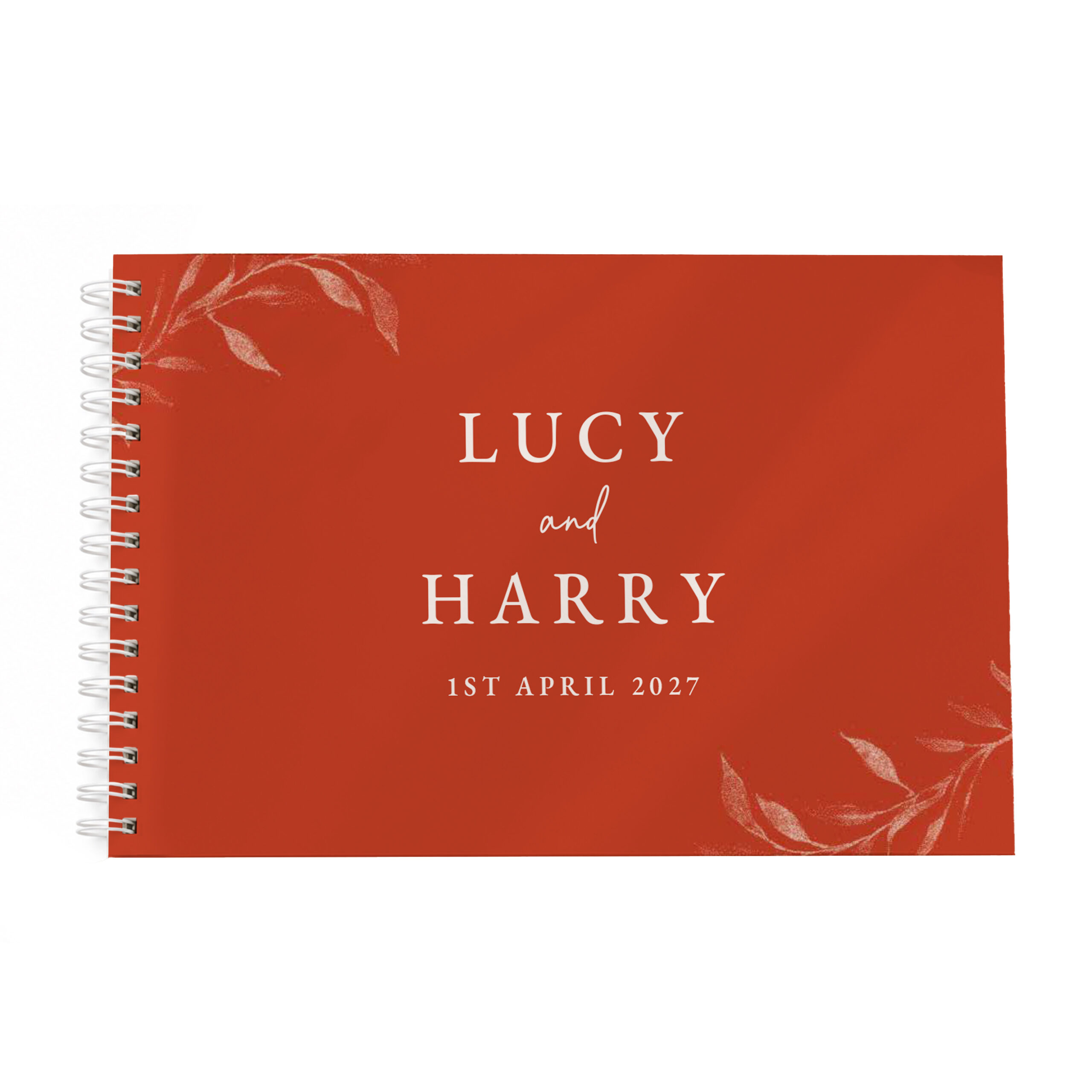 Personalised Botanical Burnt Orange Wedding Guest Book 5 Personalised Botanical Burnt Orange Wedding Guest Book