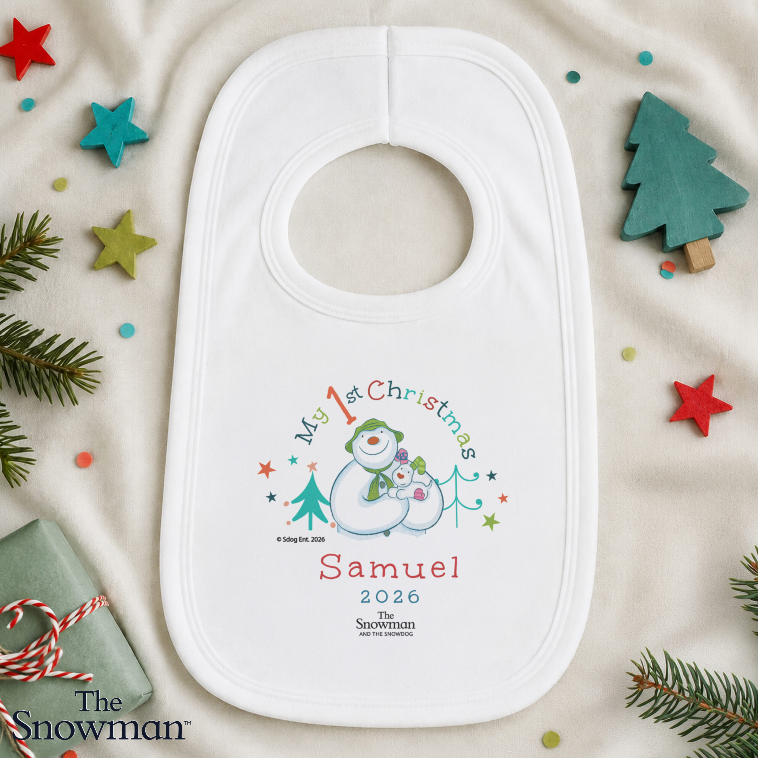 Personalised The Snowman My 1st Christmas Bib 1 Personalised The Snowman My 1st Christmas Bib