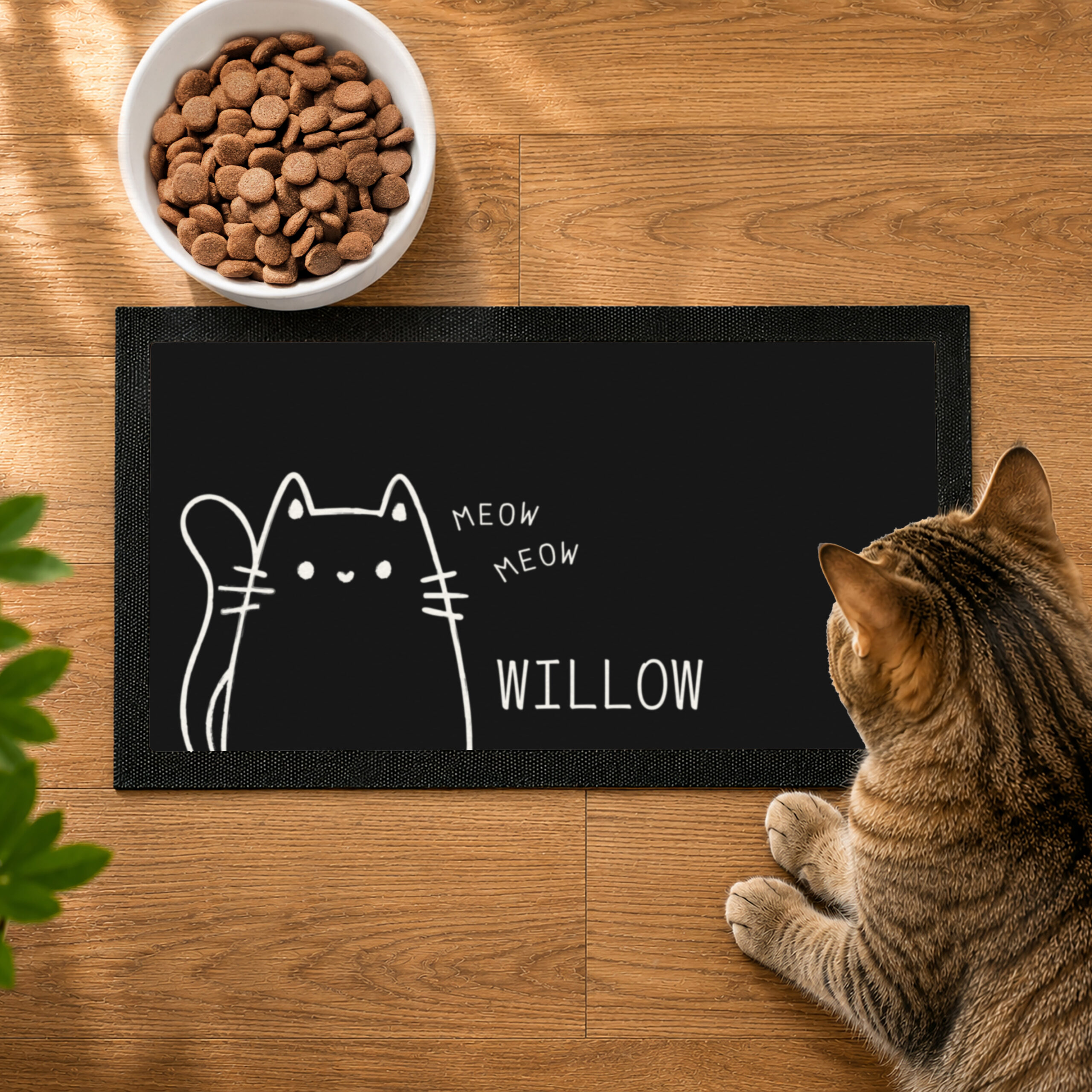 Personalised Cartoon Cat Bowl Mat 1 Personalised Cartoon Cat Bowl Mat