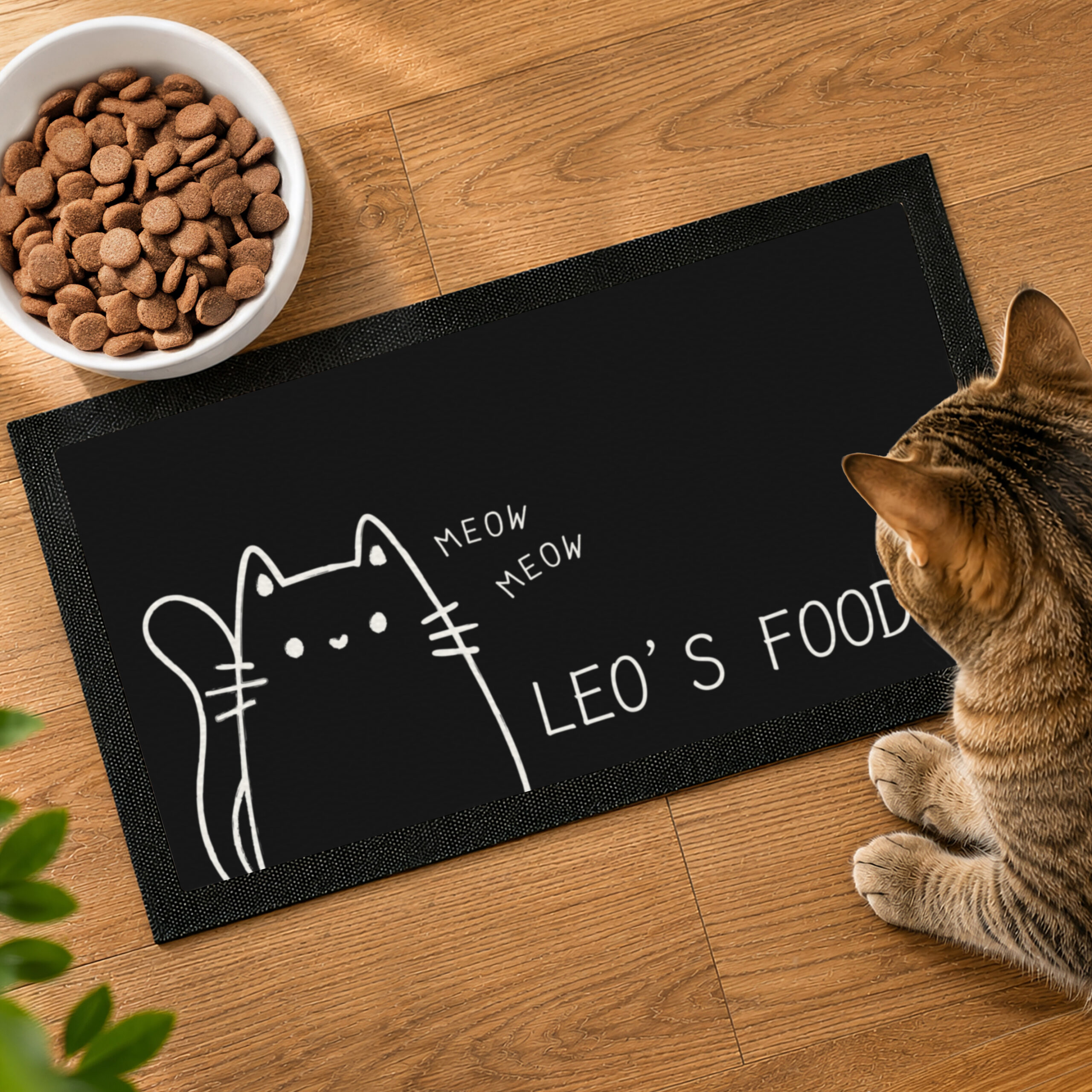 Personalised Cartoon Cat Bowl Mat 2 Personalised Cartoon Cat Bowl Mat