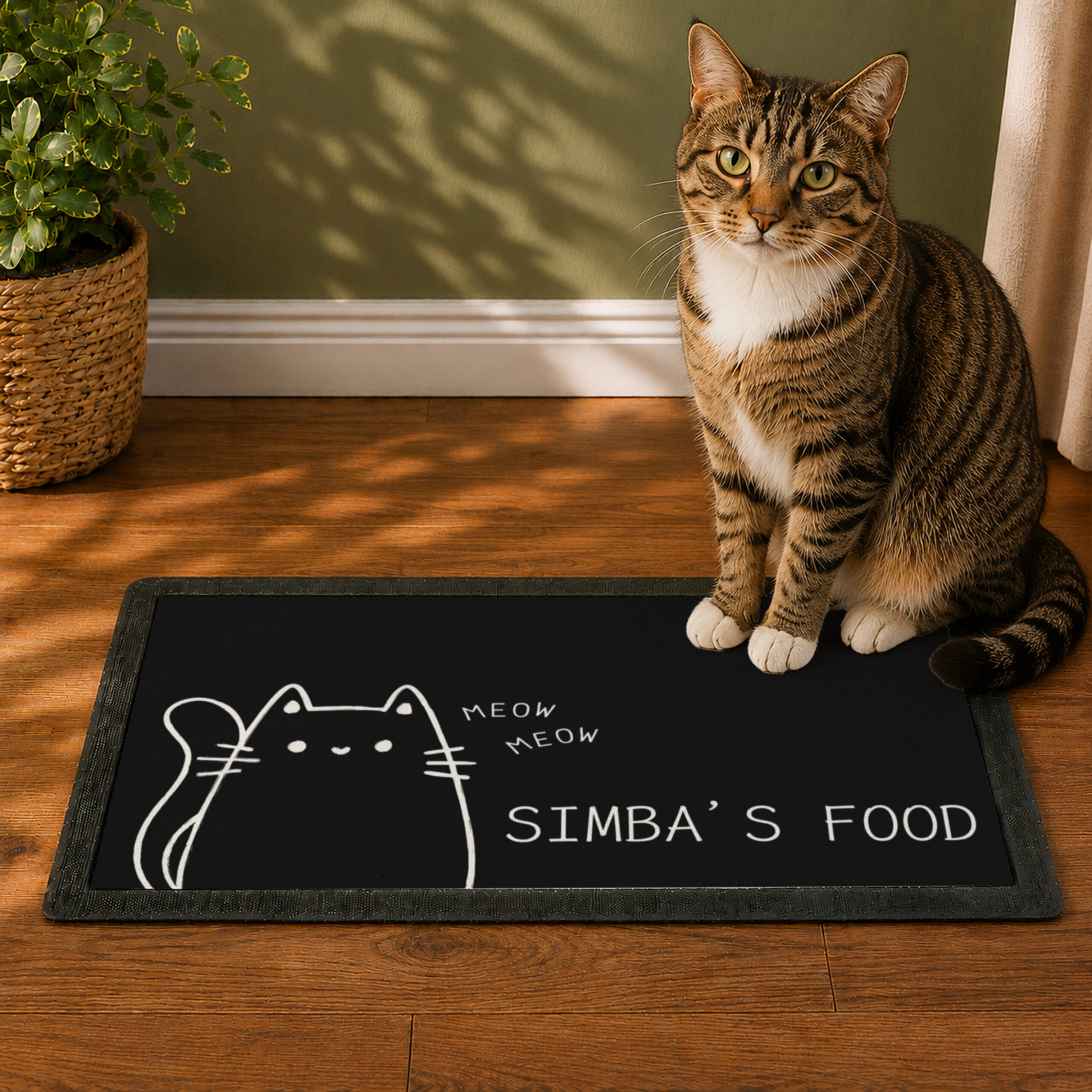 Personalised Cartoon Cat Bowl Mat 3 Personalised Cartoon Cat Bowl Mat